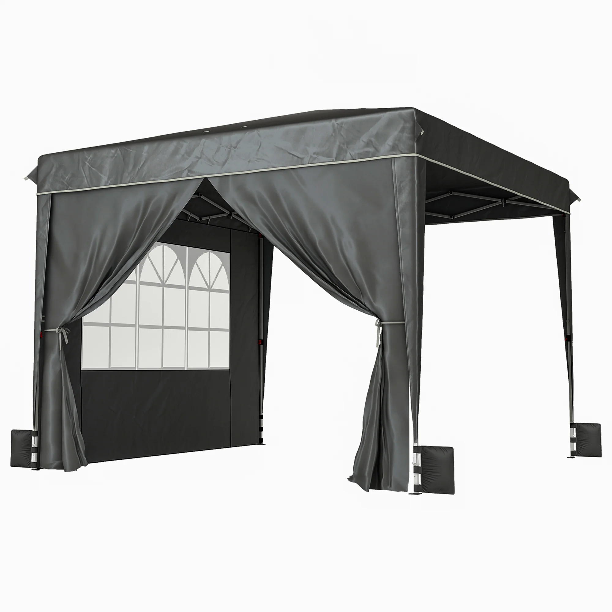 10 x 10 ft Pop Up Canopy Tent with Carry Bag, Sandbags, Adjustable Height for Parties, Events, Camping, UPF50+, Black - Image 12