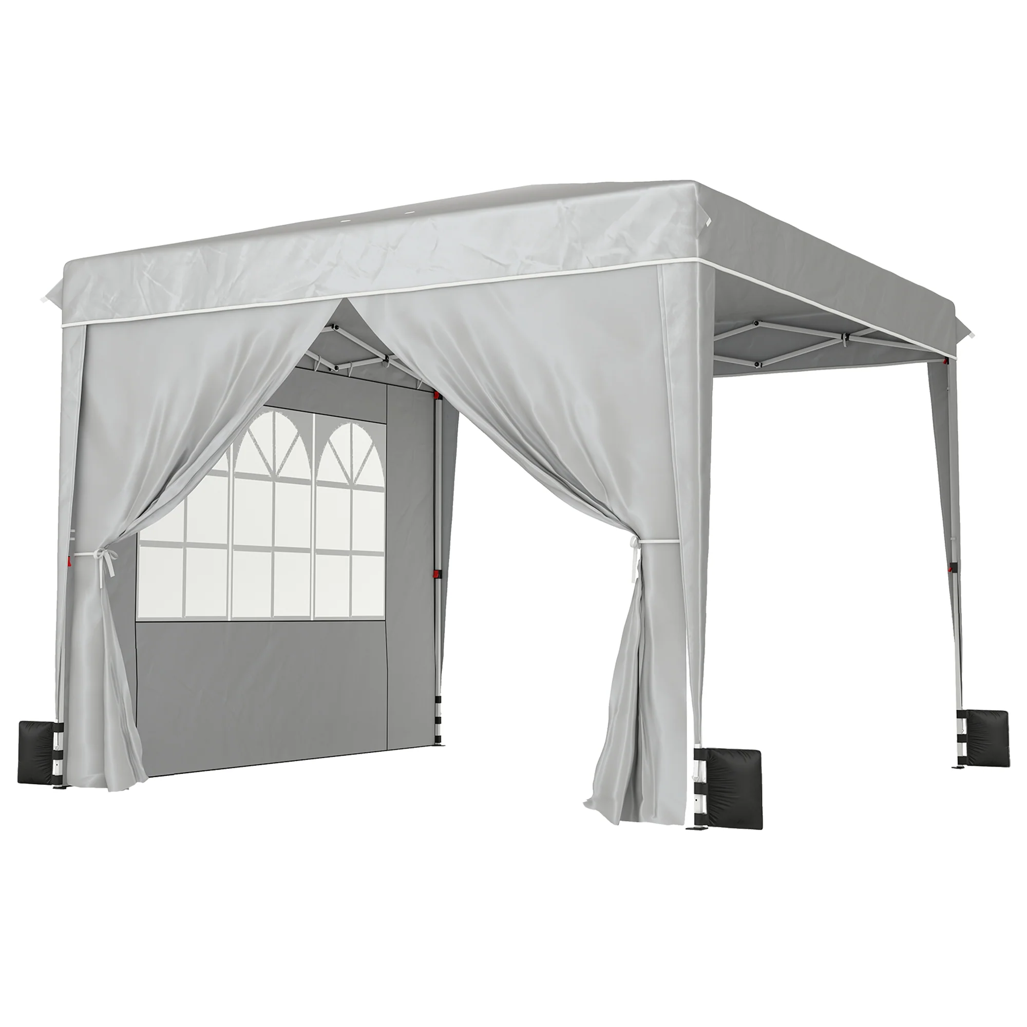 10 x 10 ft Pop Up Canopy Tent with Carry Bag, Sandbags, Adjustable Height for Parties, Events, Camping, UPF50+, Light Gray - Image 12