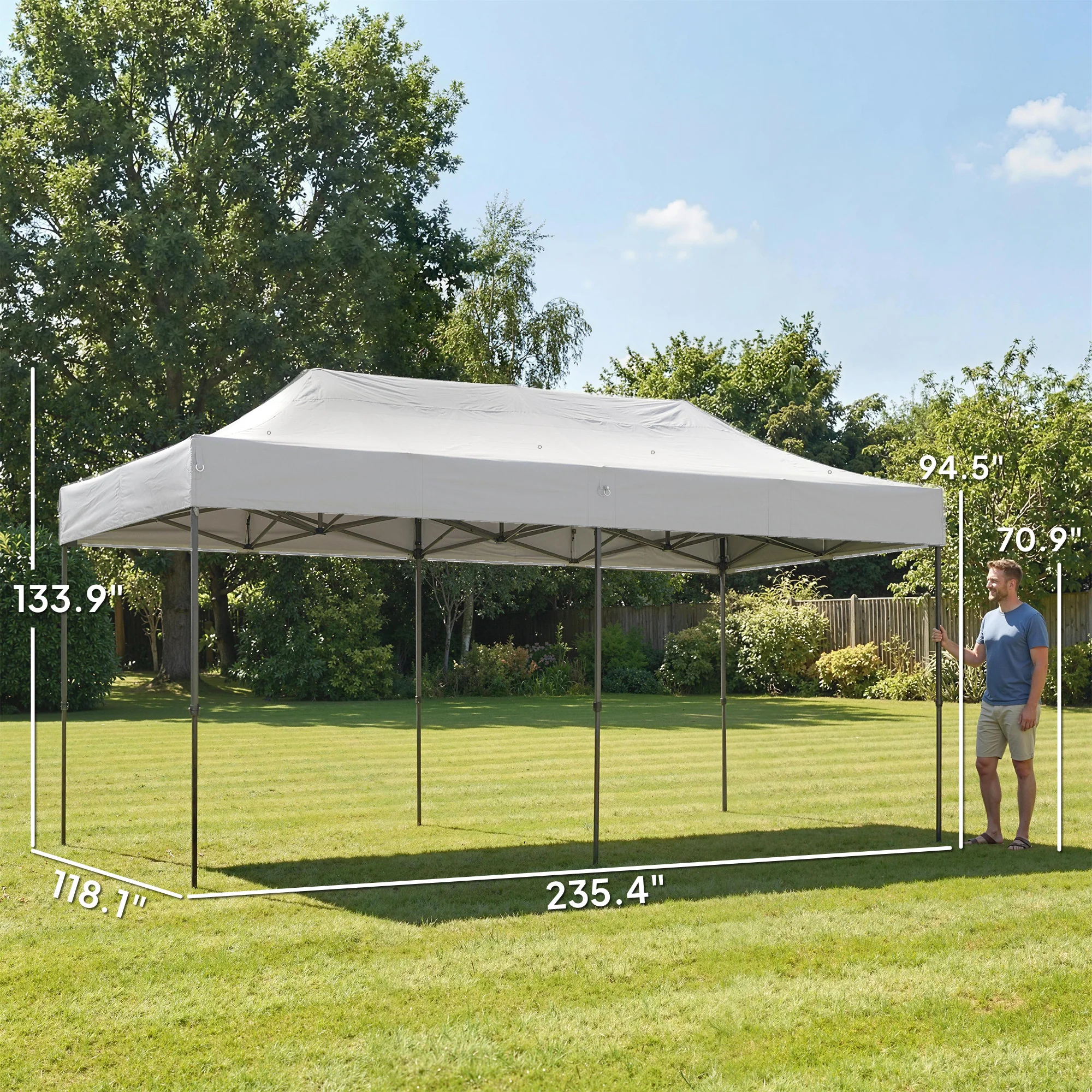 10 x 20 ft Pop Up Canopy Tent, Heavy Duty UPF50+ Outdoor Portable Instant Canopy Shelter with Wheeled Carry Bag, Sandbags, Adjustable Height for Parties, Events, Camping, White - Image 5