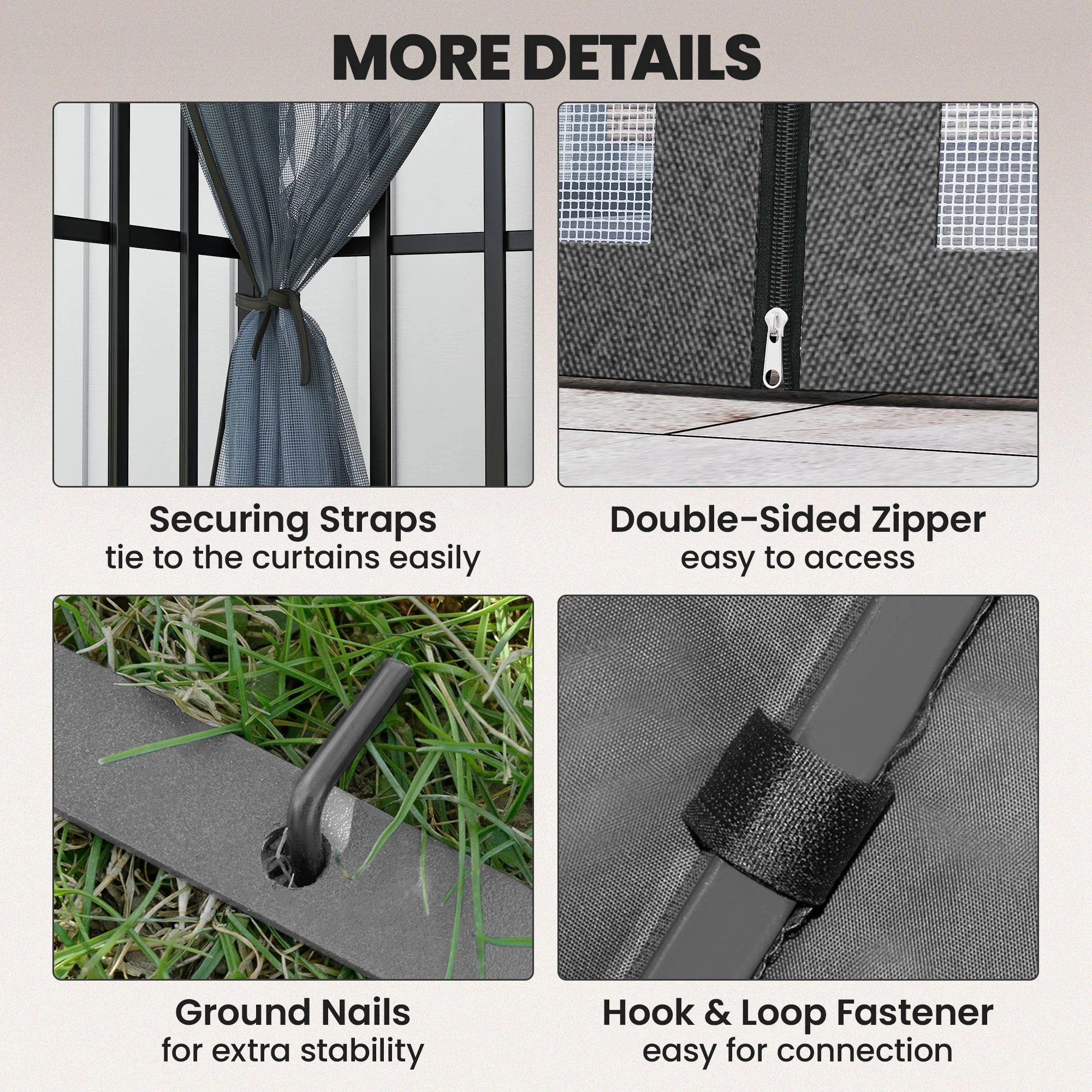 10'x10' Garden Gazebo Patio Canopy Portable Party Event Backyard w/ Mosquito Netting Dark Grey - Image 7