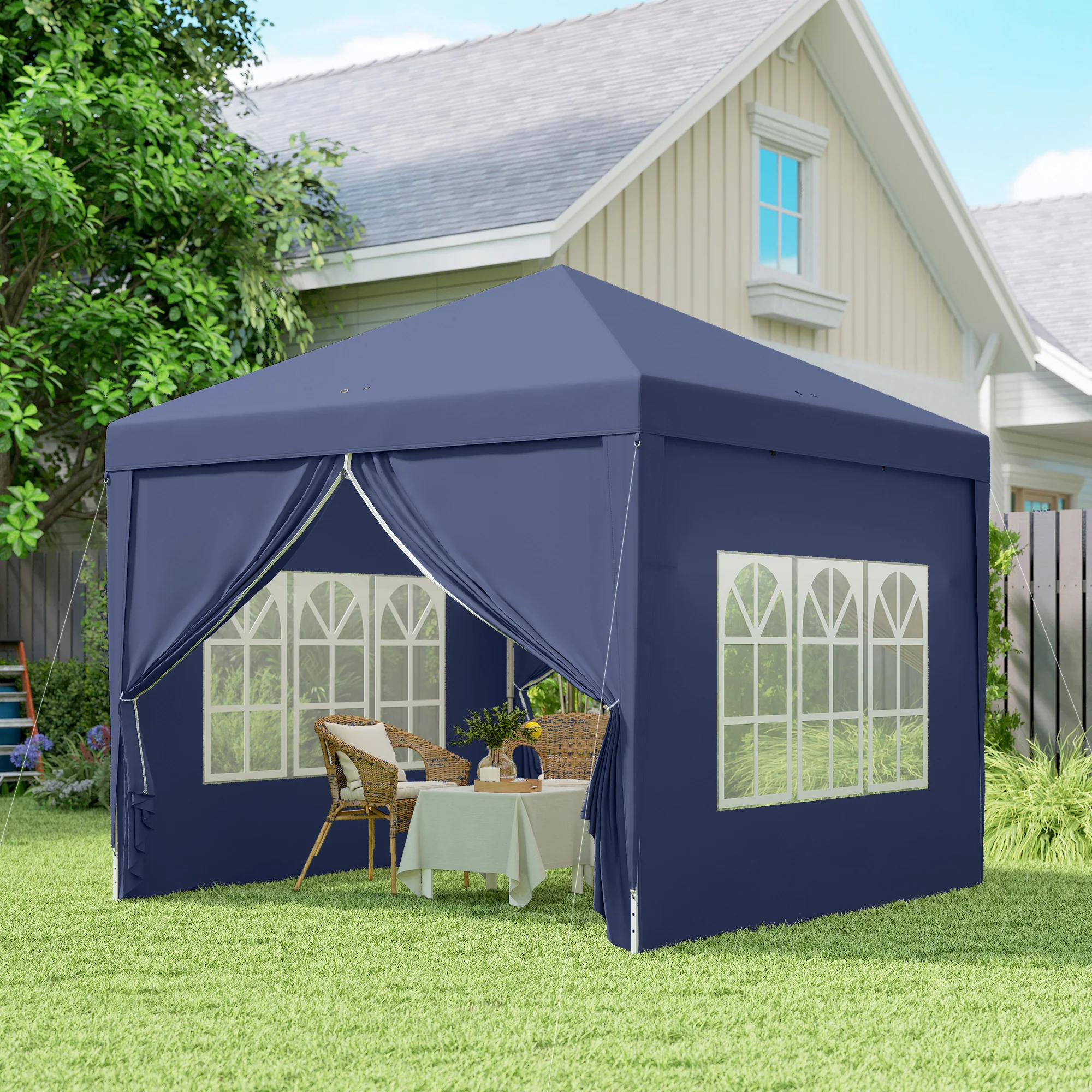 10'x10' Outdoor Pop Up Party Tent Wedding Gazebo Canopy with Carrying Bag (Blue) - Image 10