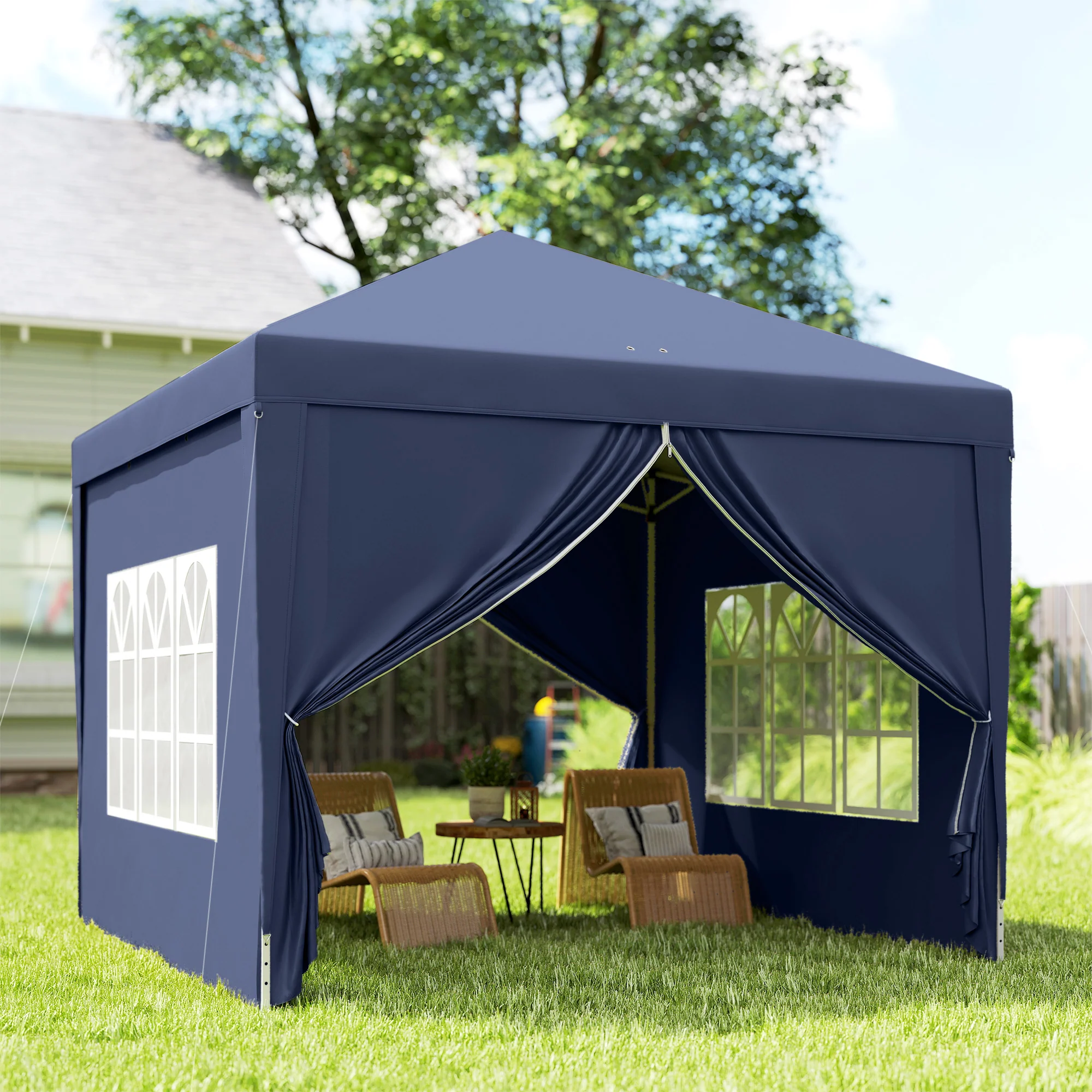 10'x10' Outdoor Pop Up Party Tent Wedding Gazebo Canopy with Carrying Bag (Blue) - Image 11