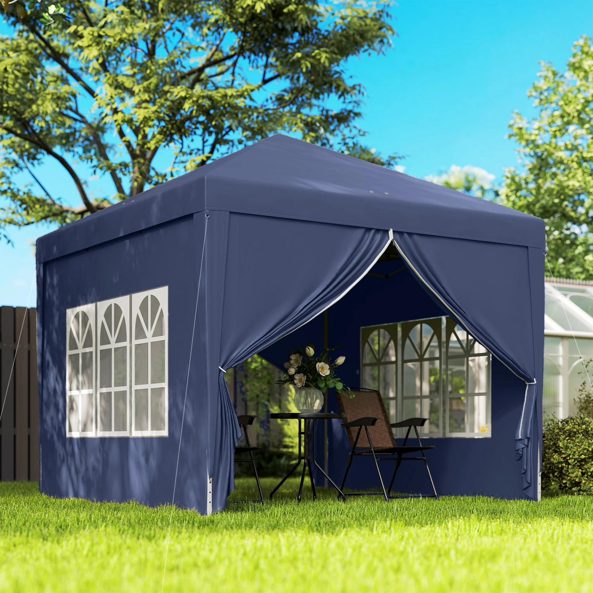 10'x10' Outdoor Pop Up Party Tent Wedding Gazebo Canopy with Carrying Bag (Blue) - Image 3