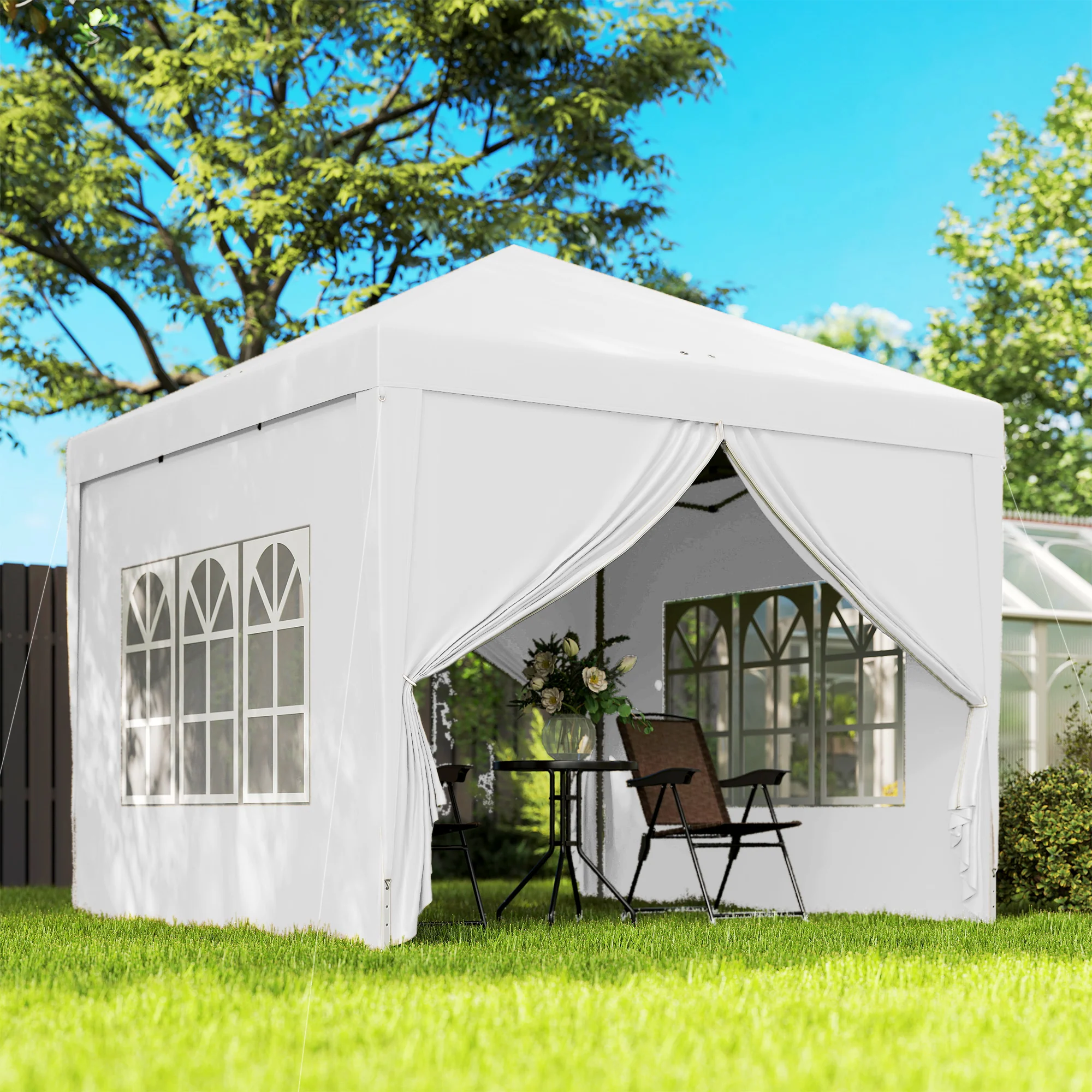 10'x10' Outdoor Pop Up Party Tent Wedding Gazebo Canopy with Carrying Bag (White) - Image 4