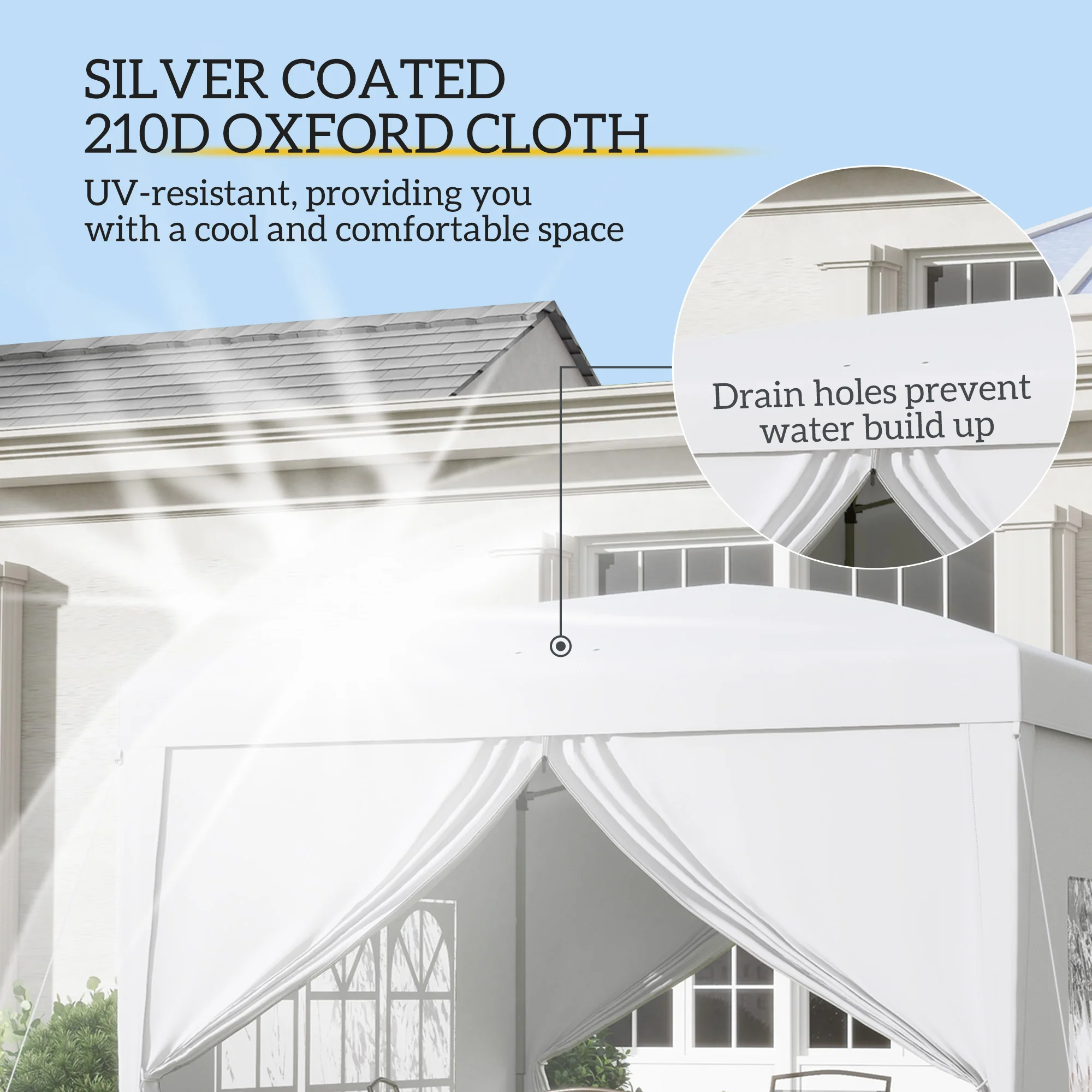 10'x10' Outdoor Pop Up Party Tent Wedding Gazebo Canopy with Carrying Bag (White) - Image 7