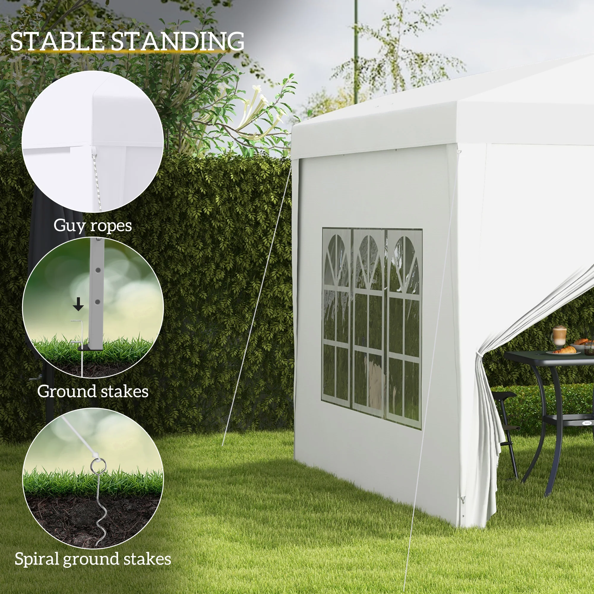 10'x10' Outdoor Pop Up Party Tent Wedding Gazebo Canopy with Carrying Bag (White) - Image 8
