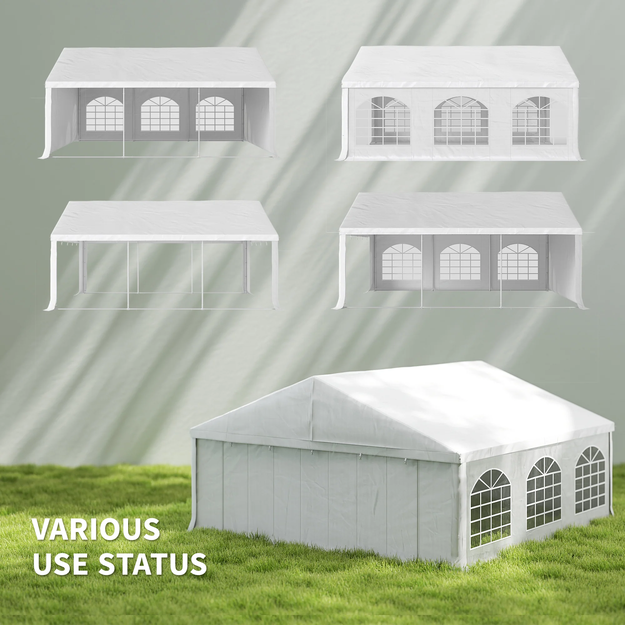 20' x 20' Heavy Duty Party Tent & Carport with Removable Sidewalls and Double Doors, White - Image 6