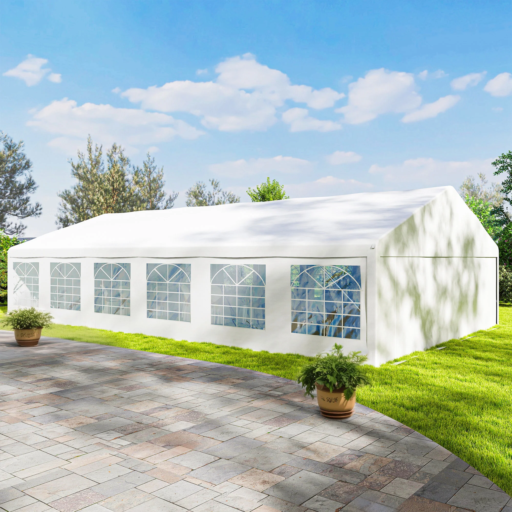 23 x 39 ft Heavy Duty Party Tent with Removable Sidewalls & Windows, Outside Waterproof Canopy for Parties, White - Image 11