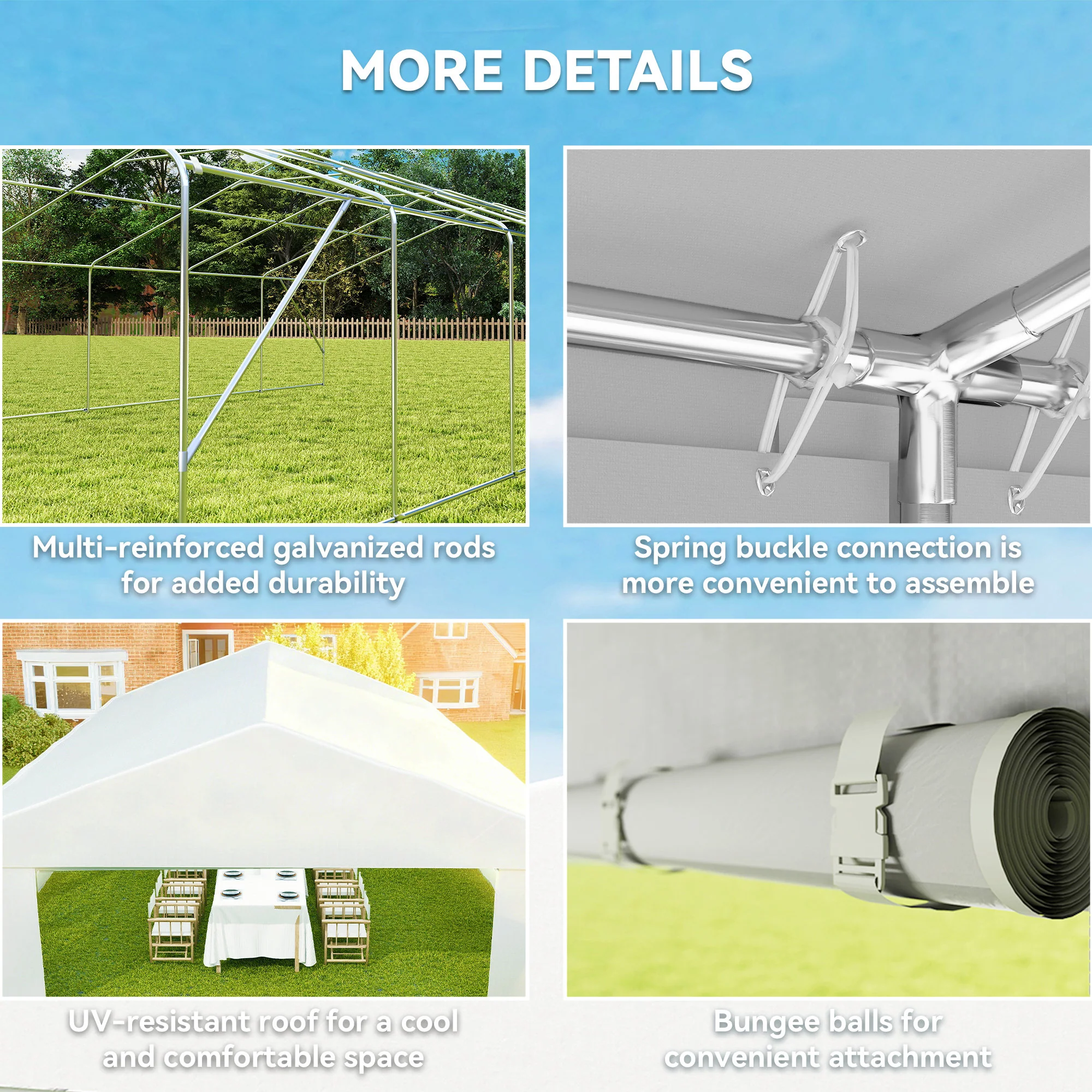 23 x 39 ft Heavy Duty Party Tent with Removable Sidewalls & Windows, Outside Waterproof Canopy for Parties, White - Image 9