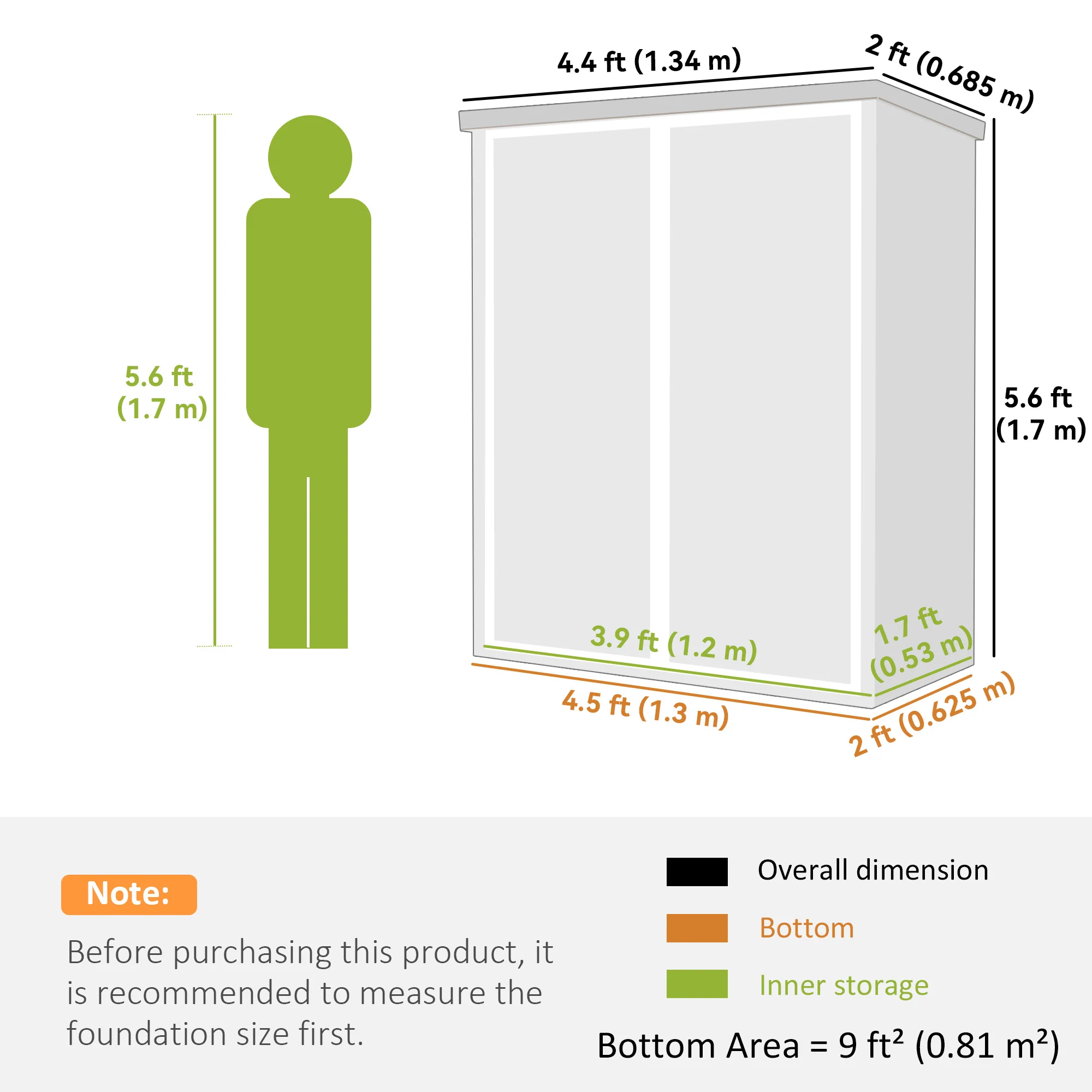 Outdoor 4.4' x 2.3' Plastic Storage Shed with Lockable Doors and Foldable Shelves, Wood-Effect Garden Shed, Grey - Image 5