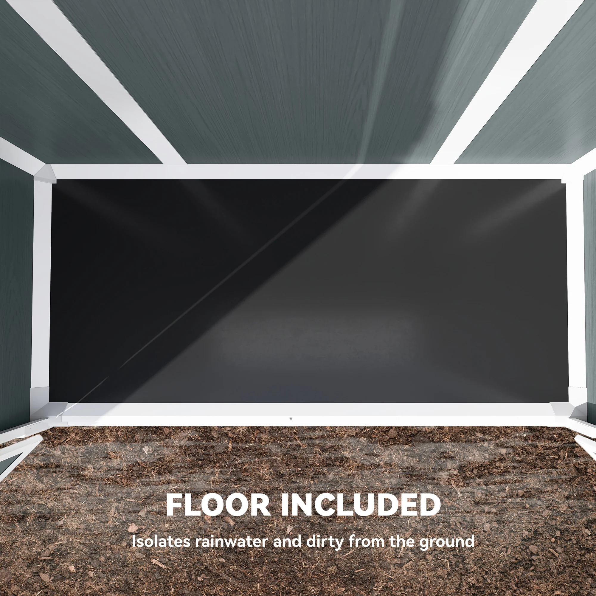 Outdoor 4.4' x 2.3' Plastic Storage Shed with Lockable Doors and Foldable Shelves, Wood-Effect Garden Shed, Grey - Image 7