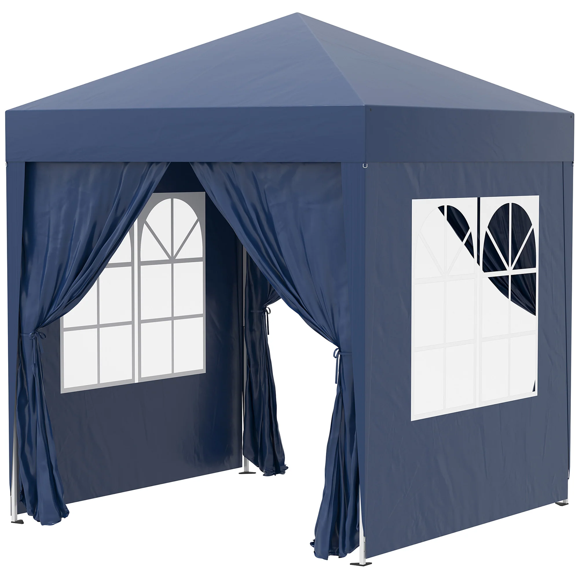 6.6'x6.6' Pop Up Canopy Tent with Sidewalls, Instant Sun Shelter Camping Gazebo with Carry Bag, Blue - Image 12