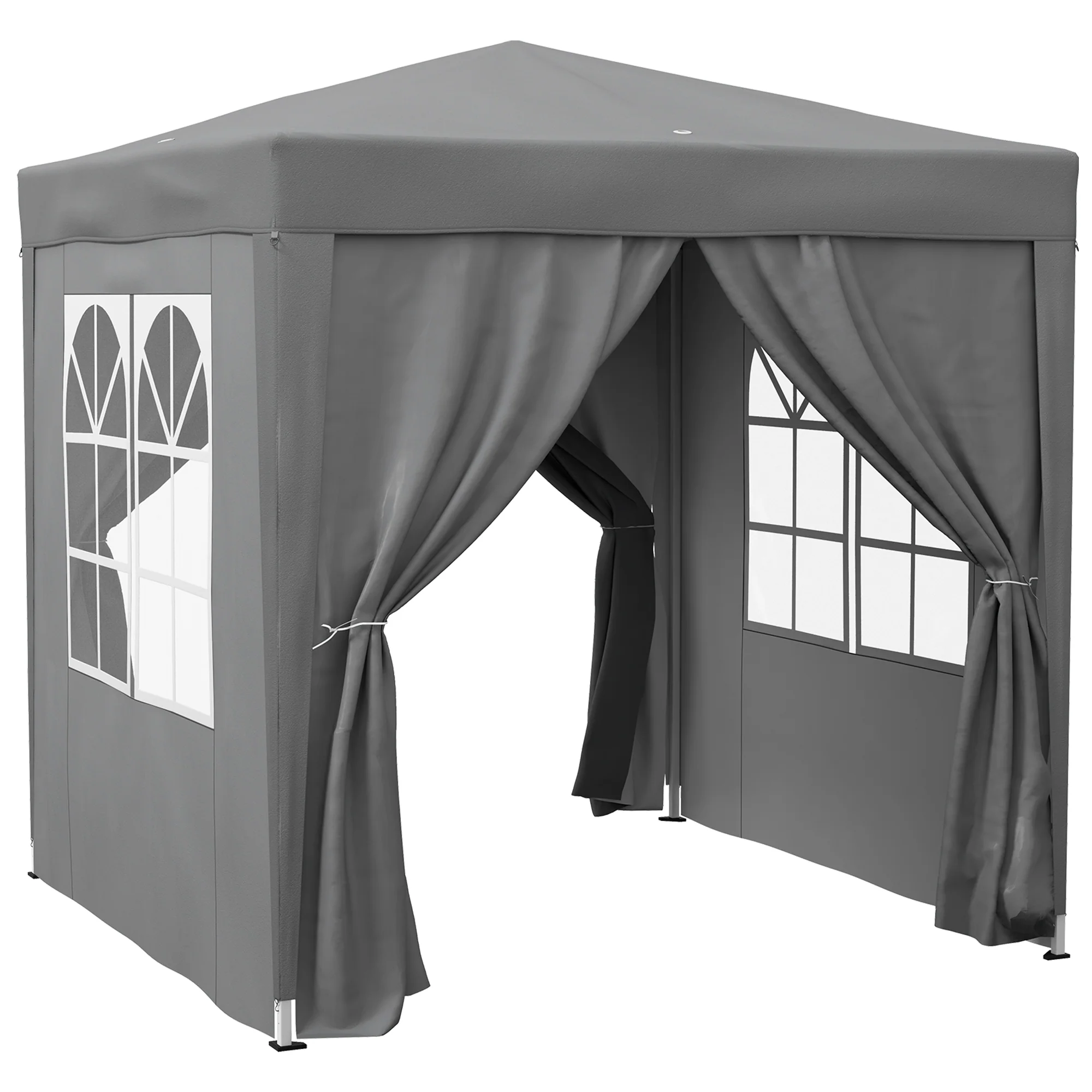 6.6'x6.6' Pop Up Canopy Tent with Sidewalls, Instant Sun Shelter Camping Gazebo with Carry Bag, Grey - Image 12