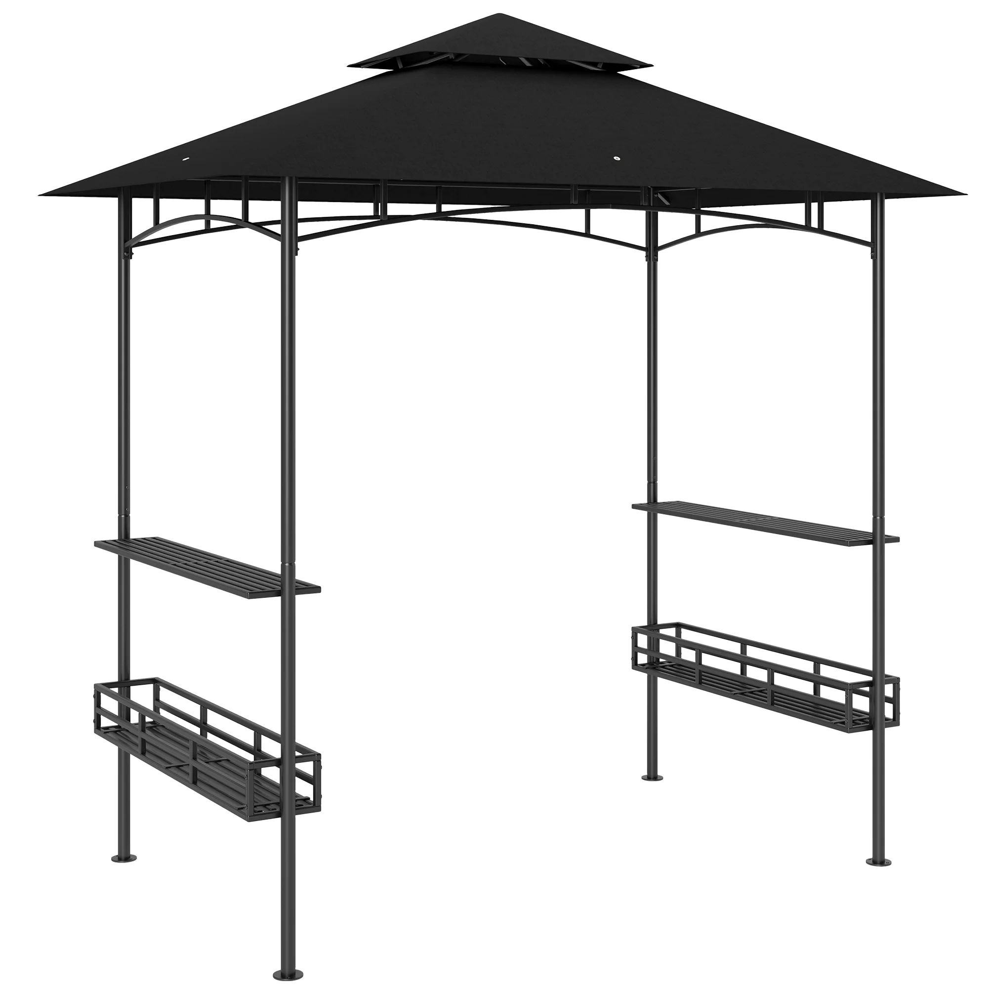 8' x 5' Grill Gazebo, 2-Tier Outdoor BBQ Gazebo with 2 Side Shelves, Storage Baskets and Ceiling Hook for Patio Deck Yard, Dark Gray - Image 12