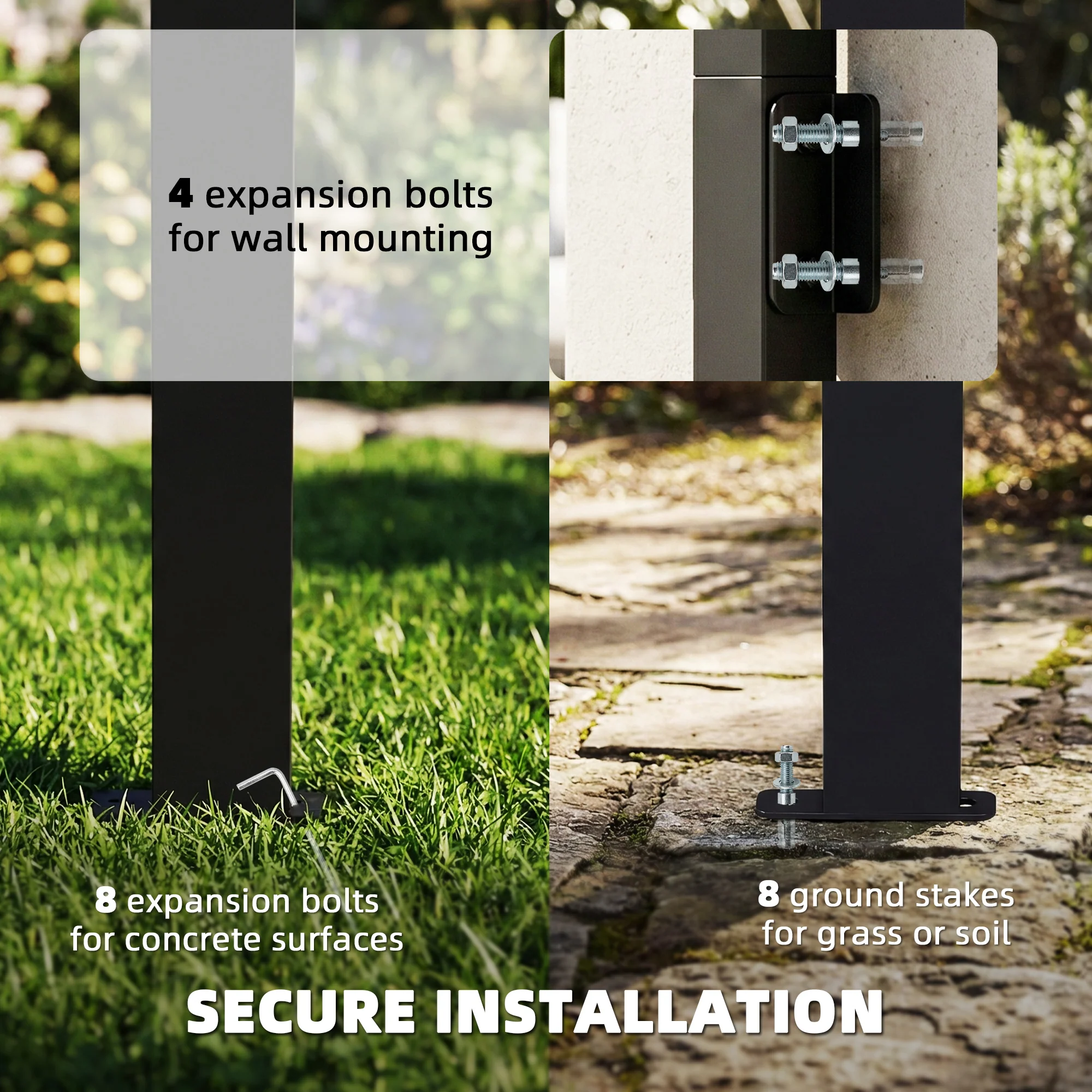 8' x 5' Hardtop Grill Gazebo, Lean-to BBQ Gazebo Shelter, Wall-Mounted Pergola with Polycarbonate Roof and Steel Frame, for Outdoor, Patio, Lawn, Garden, Patio, Backyard - Image 9