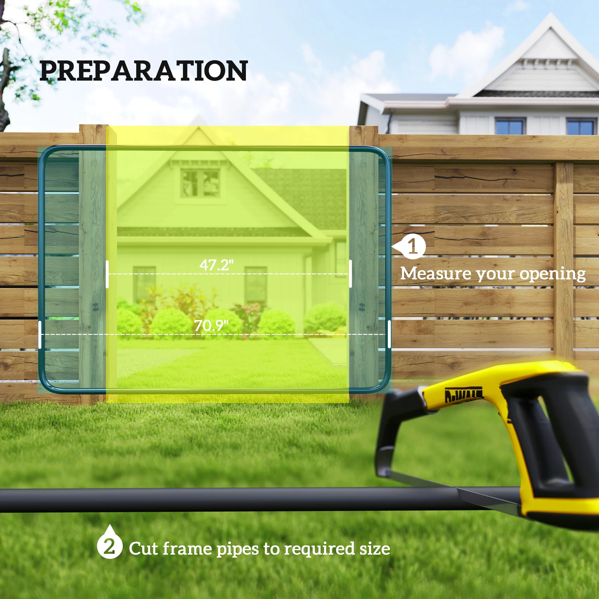 Garden Gate Chain Link Fence Gate, Galvanized Steel Garden Door for Yard Entrance Way, 26-71 in. W x 4 ft. H, Black - Image 7