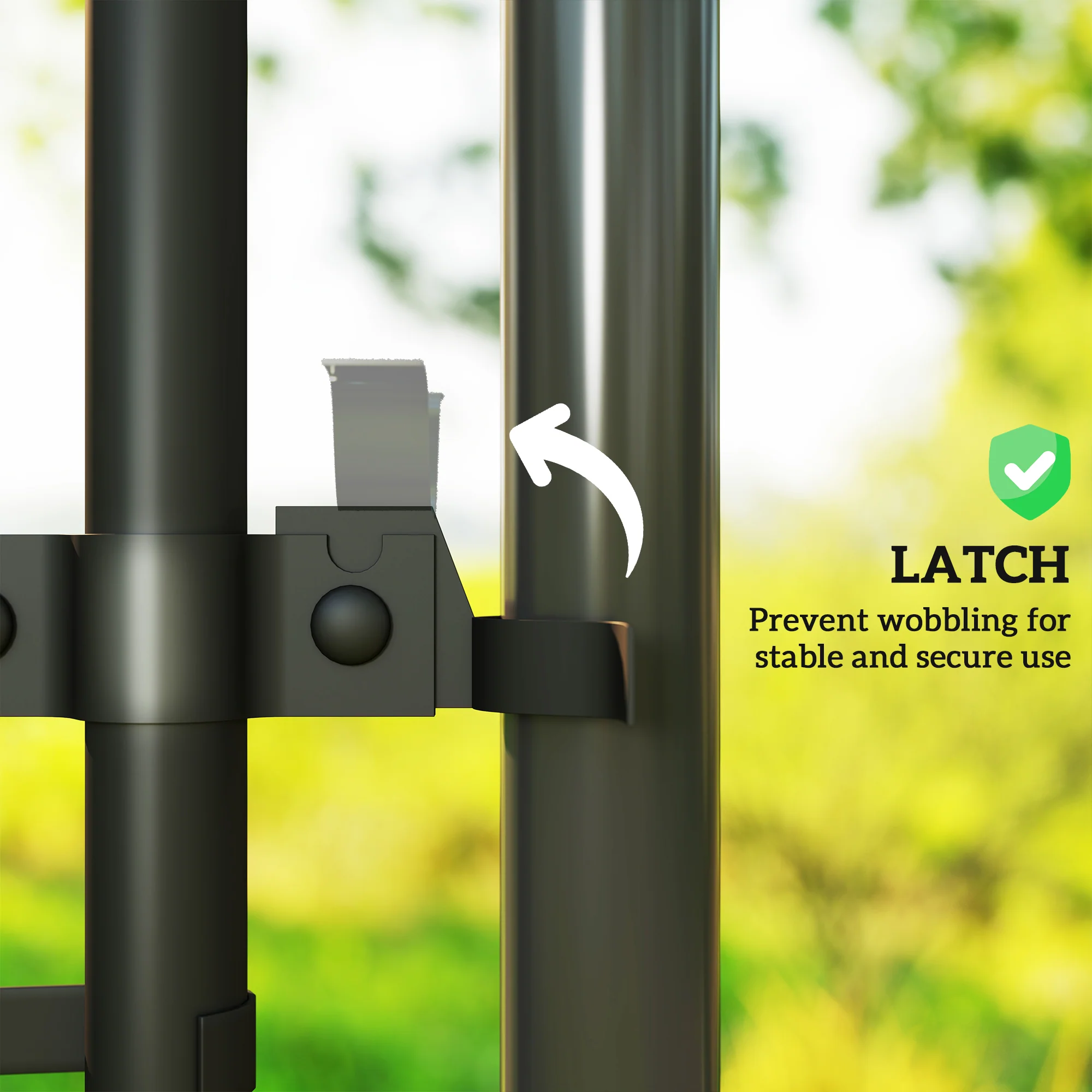 Garden Gate Chain Link Fence Gate, Galvanized Steel Garden Door for Yard Entrance Way, 26-71 in. W x 4 ft. H, Black - Image 9