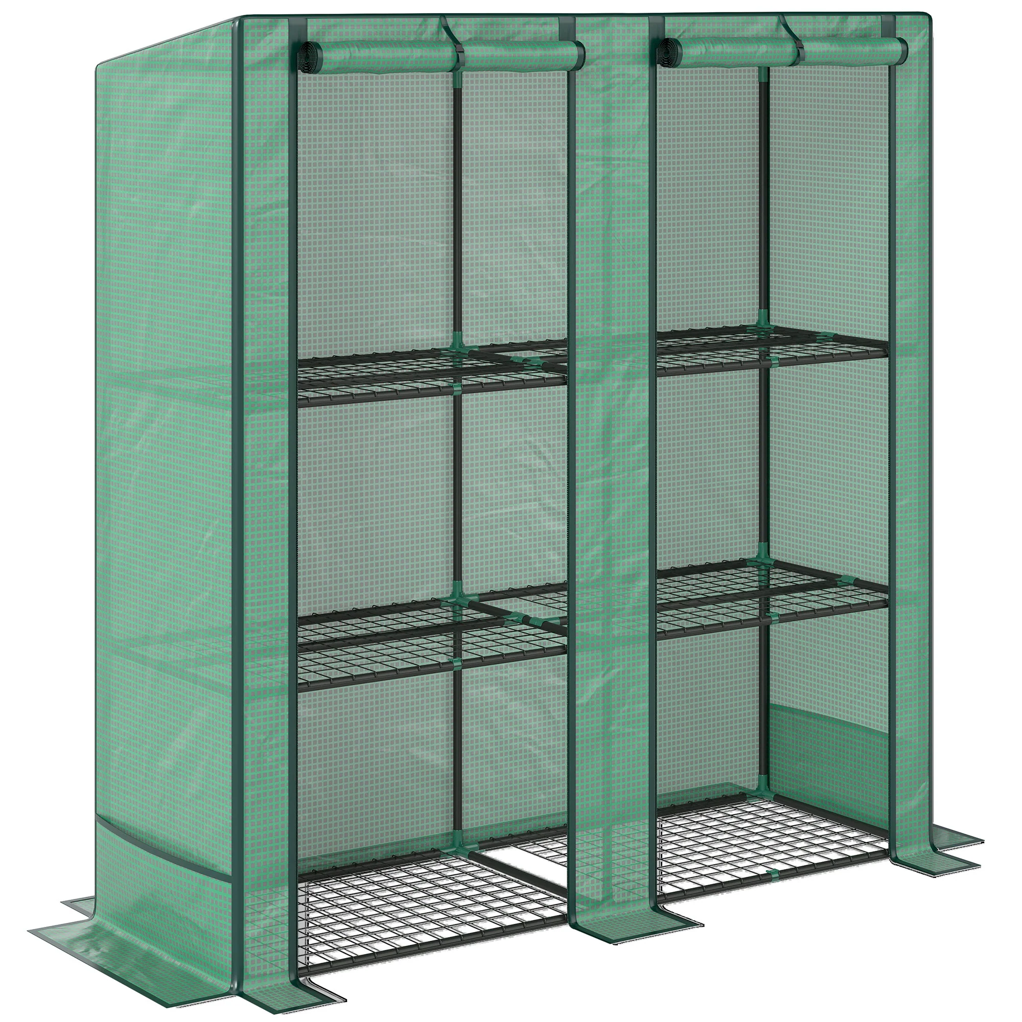 Portable Lean-to Greenhouse with Shelves & Roll-Up Doors - Image 12