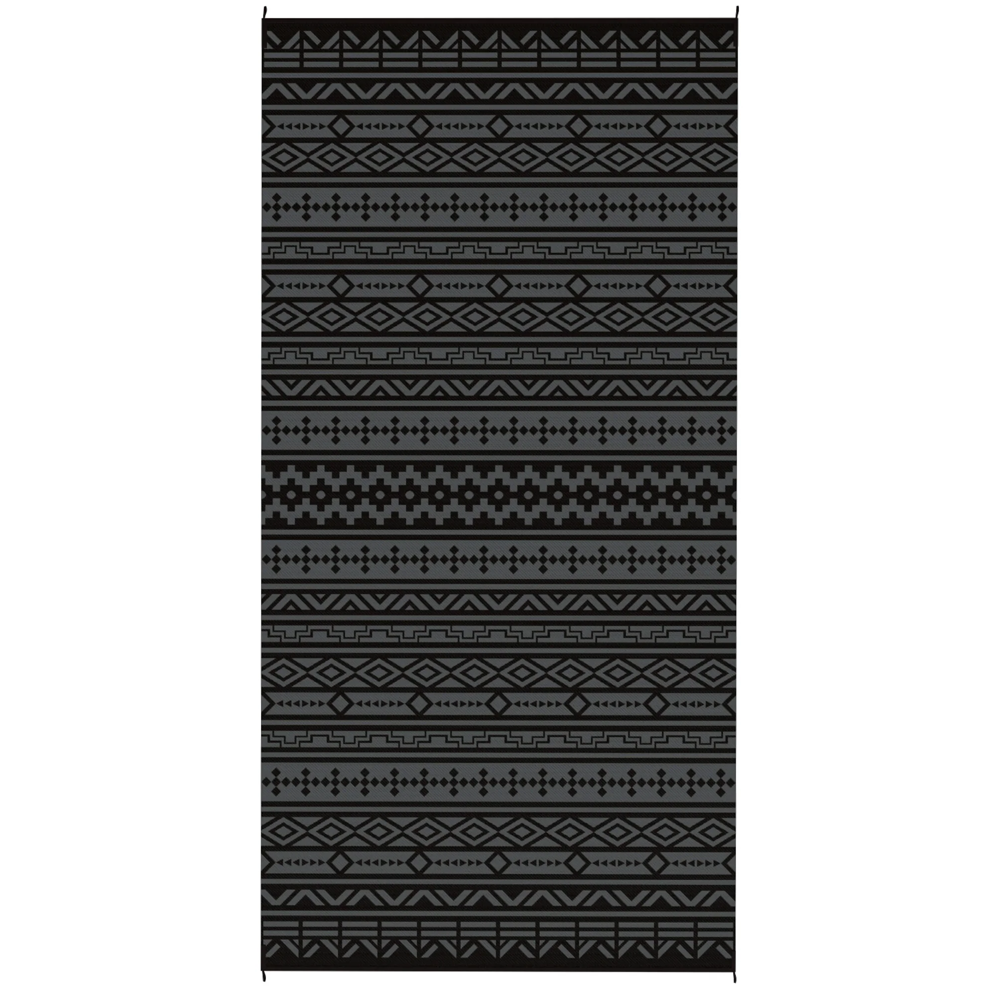 Outdoor Rug for Patio, 9' x 18' Waterproof Large Mat, Reversible Plastic Straw Rug for Decor, Portable Outside RV Camping Area Carpet Mat for Backyard Porch Deck Picnic, Black Gray Geometric - Image 12