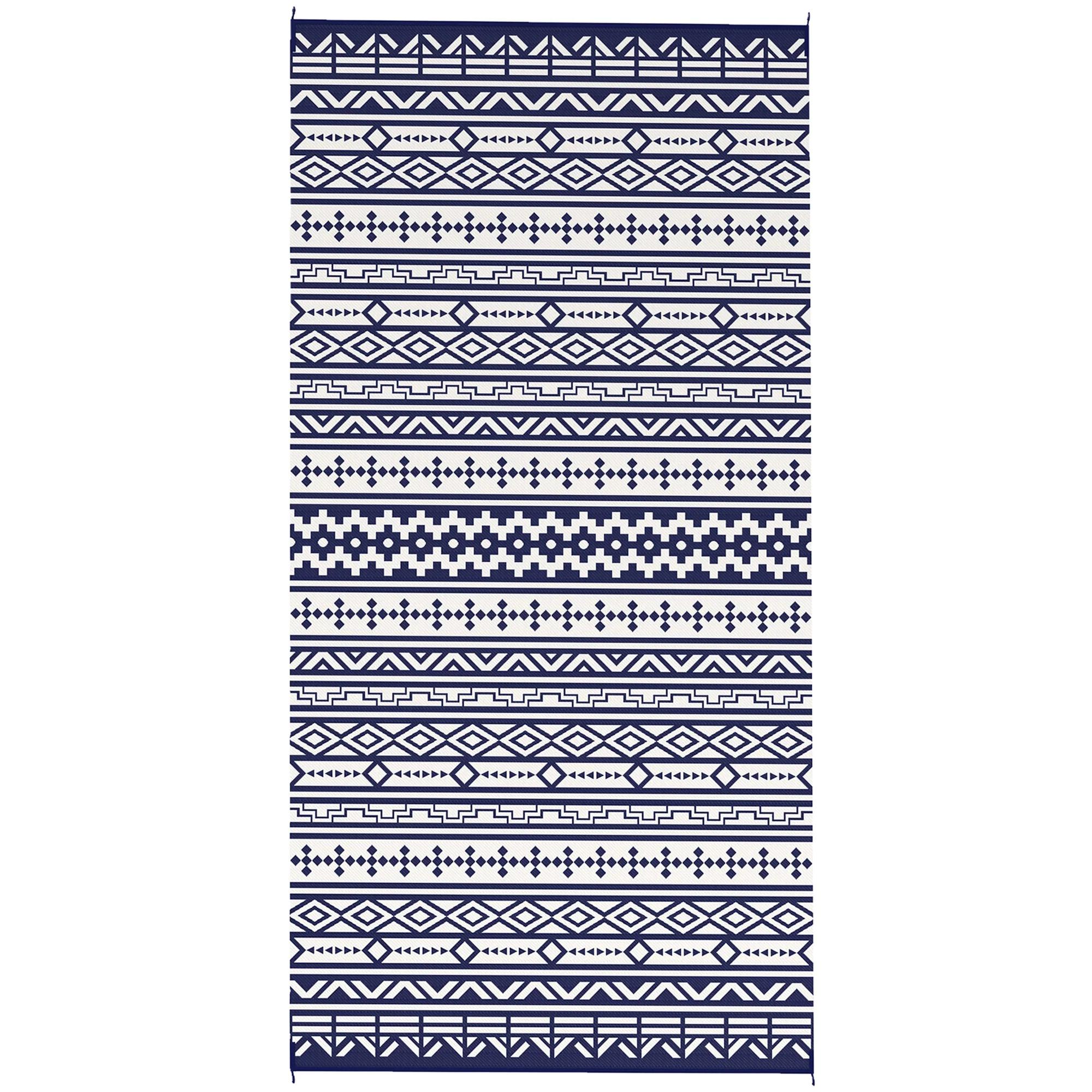 Outdoor Rug for Patio, 9' x 18' Waterproof Large Mat, Reversible Plastic Straw Rug for Decor, Portable Outside RV Camping Area Carpet Mat for Backyard Porch Deck Picnic, Blue White Geometric - Image 12