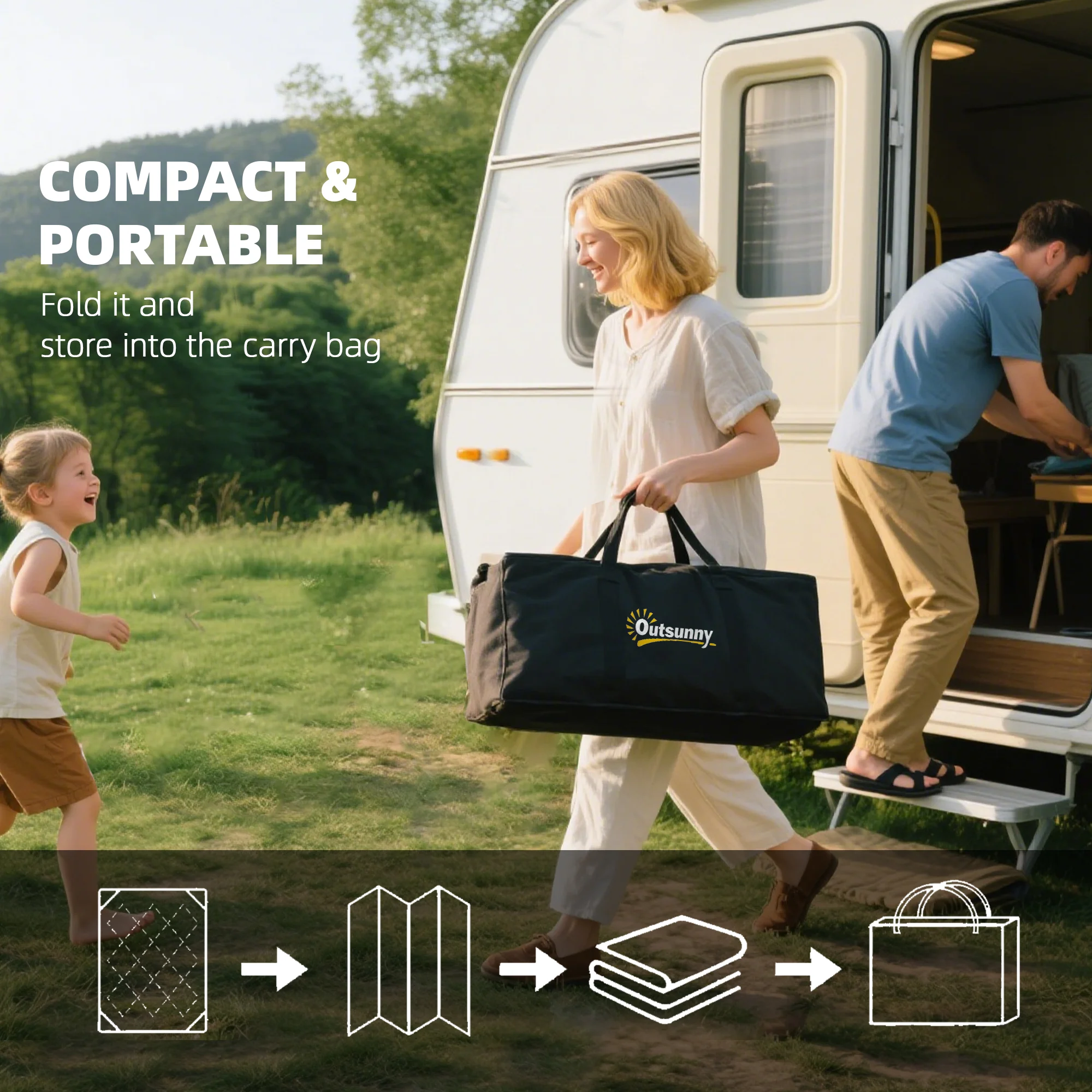 Outdoor Rug for Patio, 9' x 18' Waterproof Large Mat, Reversible Plastic Straw Rug for Decor, Portable Outside RV Camping Area Carpet Mat for Backyard Porch Deck Picnic, Blue White Geometric - Image 7