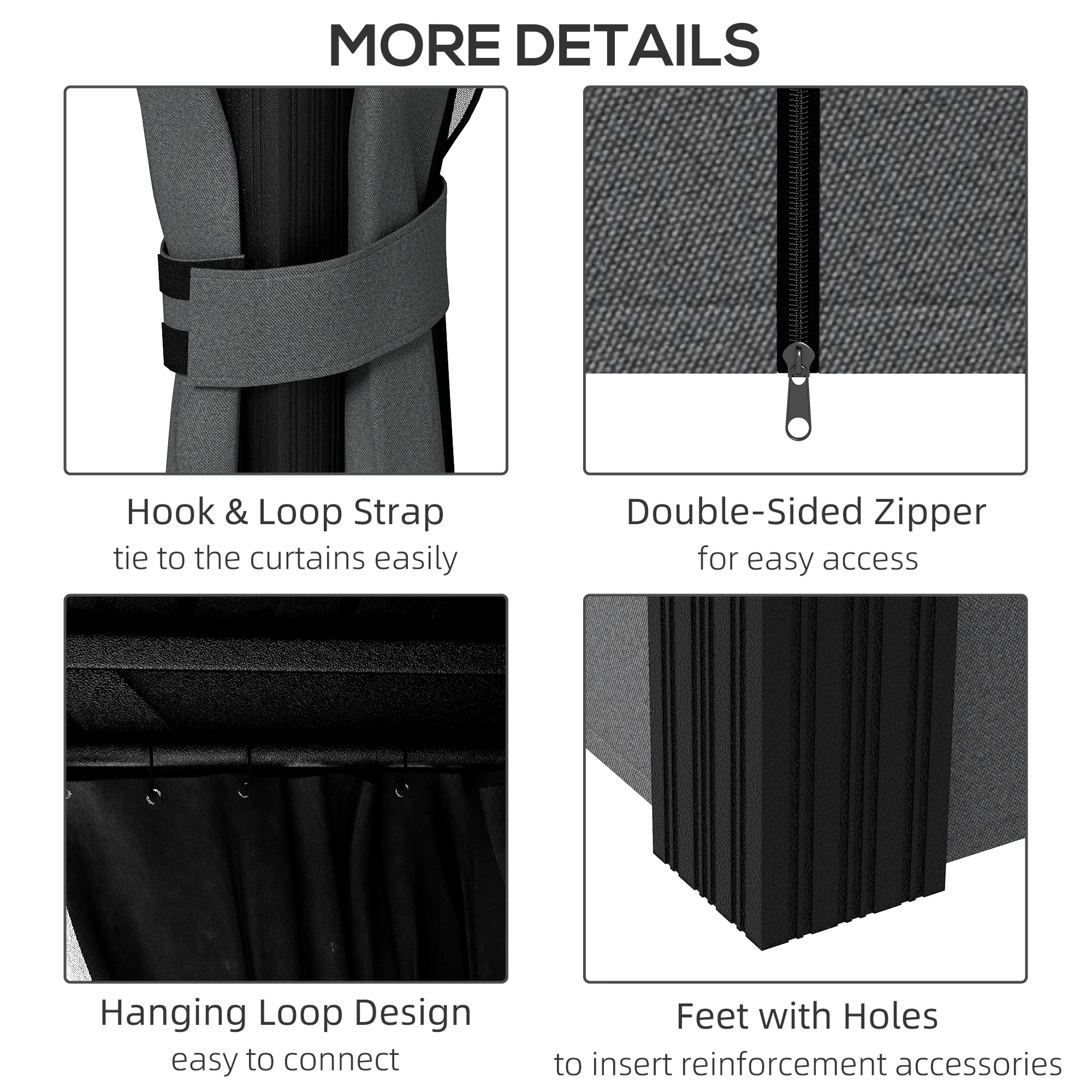 10' x 10' Hardtop Pavilion Gazebo with Curtains, Nettings, Aluminum Frame, Hooks, Light Gray - Image 9