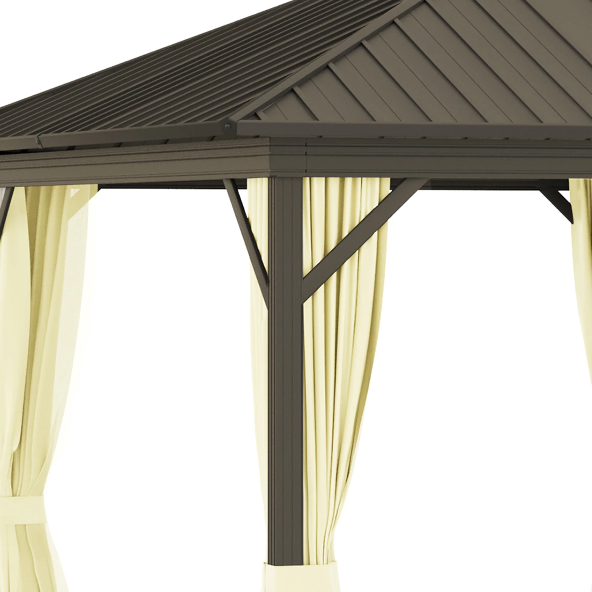 10' x 12' Hardtop Gazebo with Aluminum Frame, Curtains & Netting in Cream - Image 11