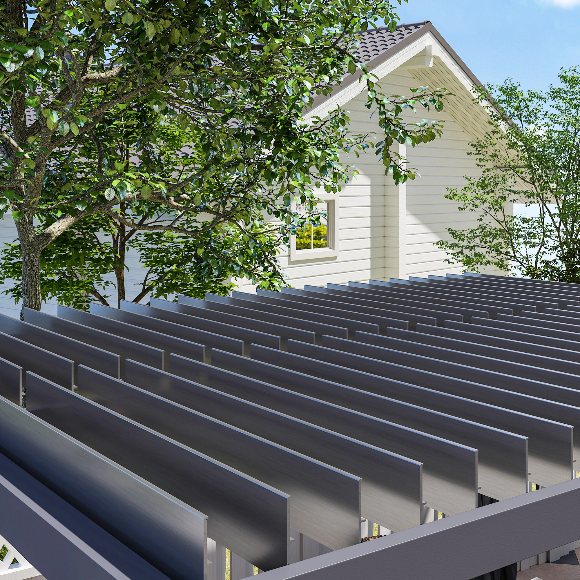 10' x 13' Aluminum Pergola with Adjustable Louvered Roof, Includes Curtains & Netting, Dark Gray - Image 10