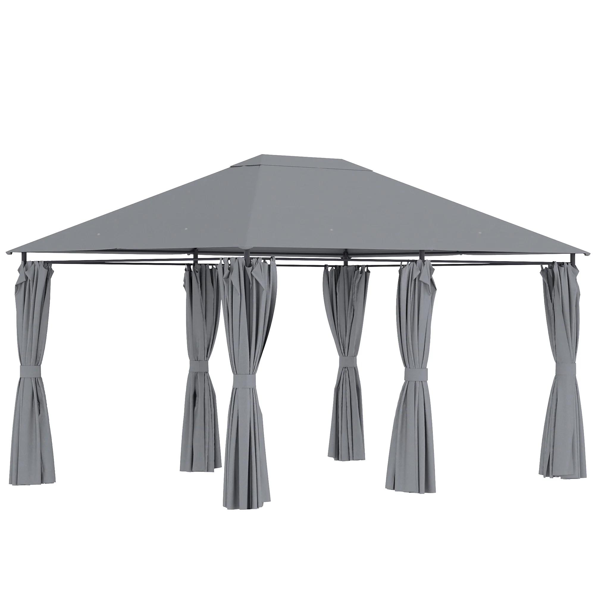 10' x 13' Gazebo with 6 Removable Sidewalls & Steel Frame, Gray - Image 12