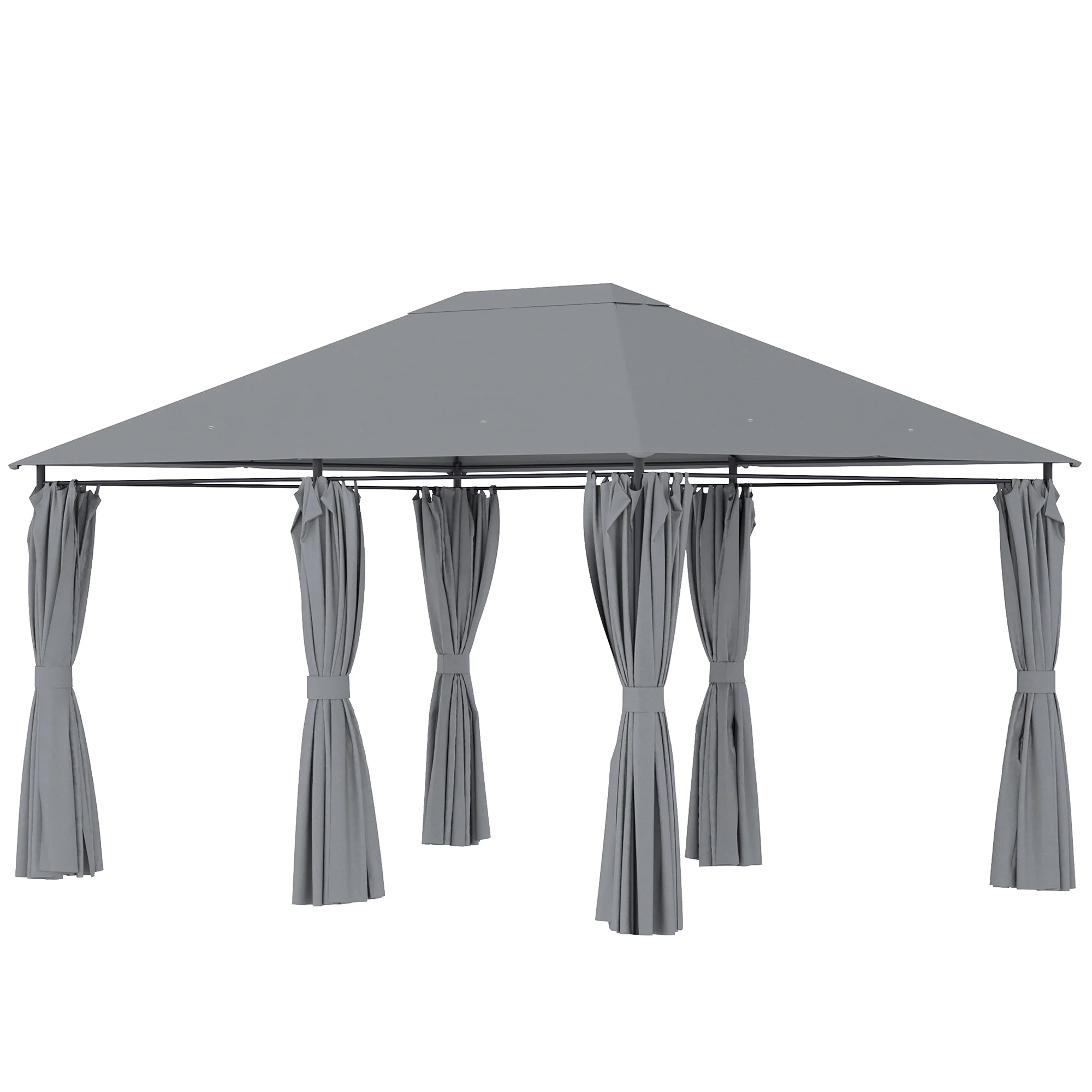 10' x 13' Gazebo with 6 Removable Sidewalls & Steel Frame, Gray - Image 9