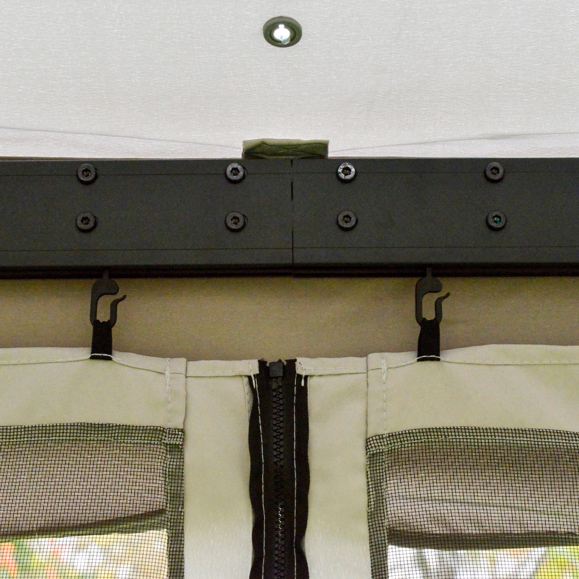 10' x 13' Patio Gazebo with Aluminum Frame, Double Roof, Netting & Light Gray Curtains - Image 11