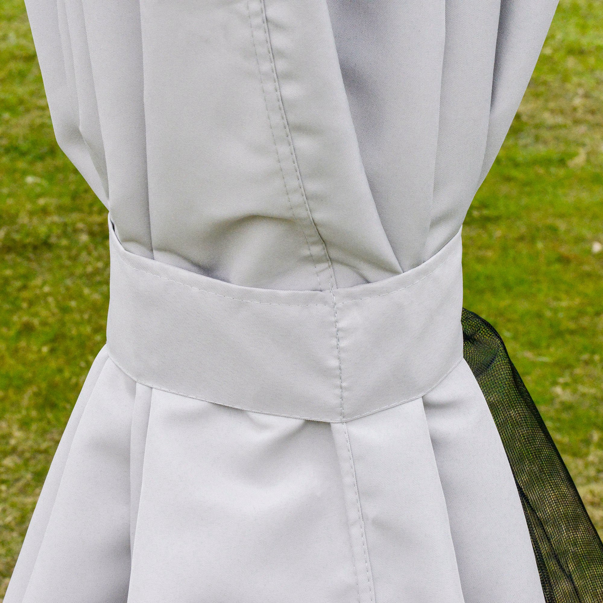 10' x 13' Patio Gazebo with Aluminum Frame, Double Roof, Netting & Light Gray Curtains - Image 13