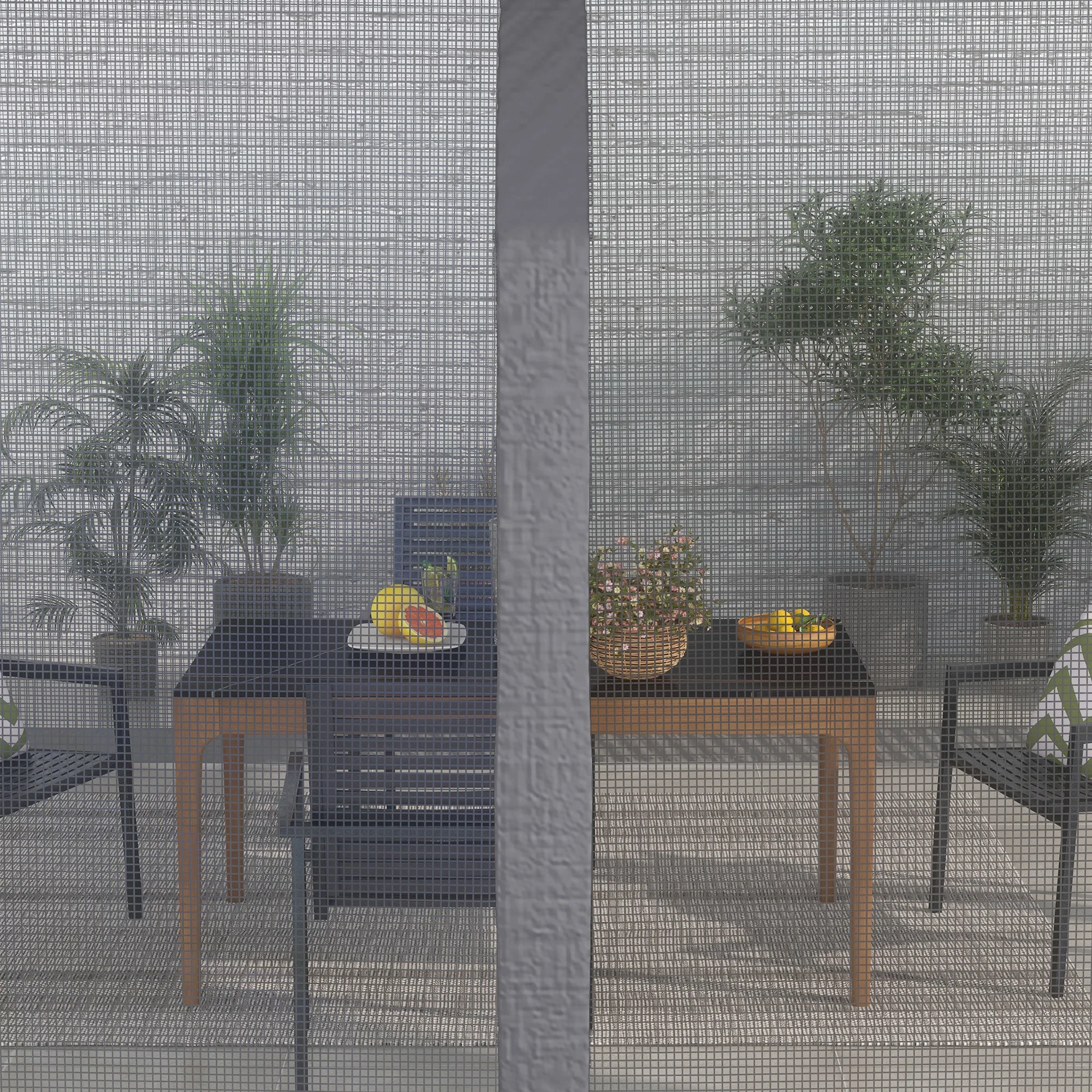 10' x 13' Patio Gazebo with Netting, Curtains & Vented Roof, Dark Gray - Image 11