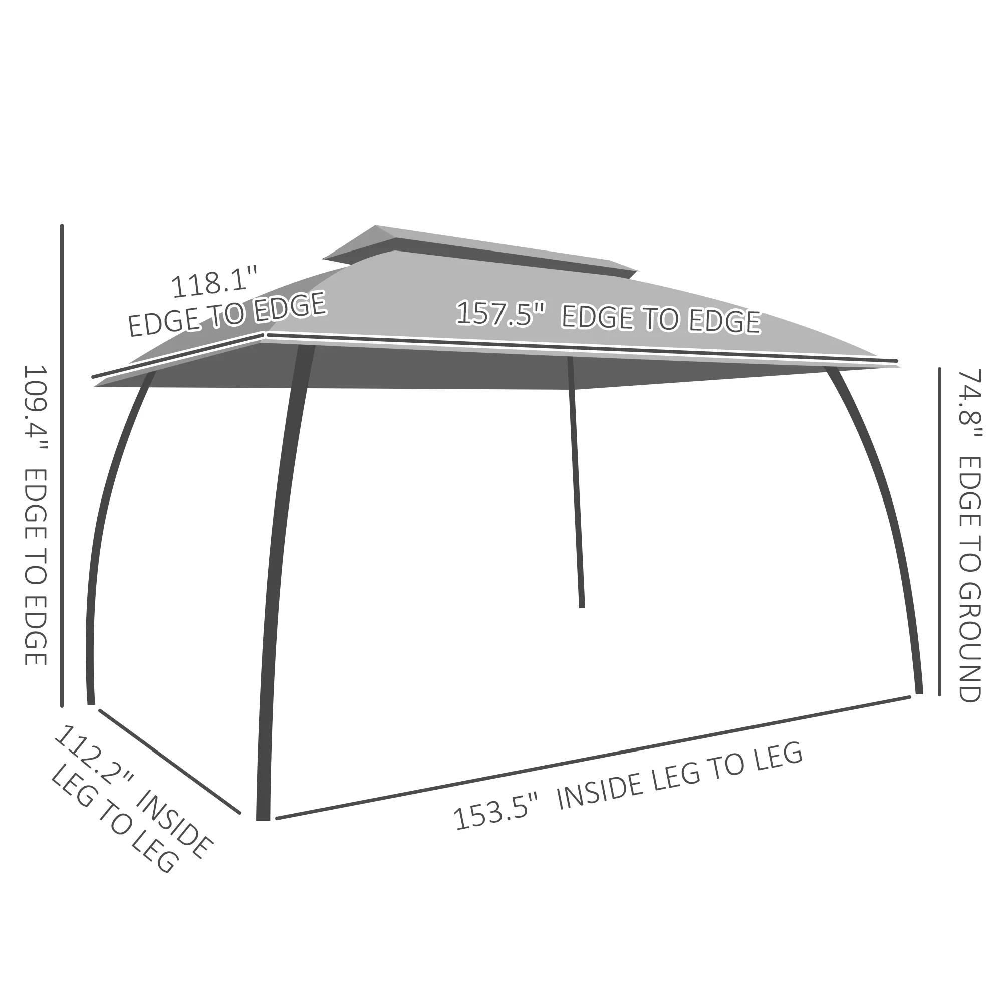 10' x 13' Patio Gazebo with Netting, Curtains & Vented Roof, Dark Gray - Image 5
