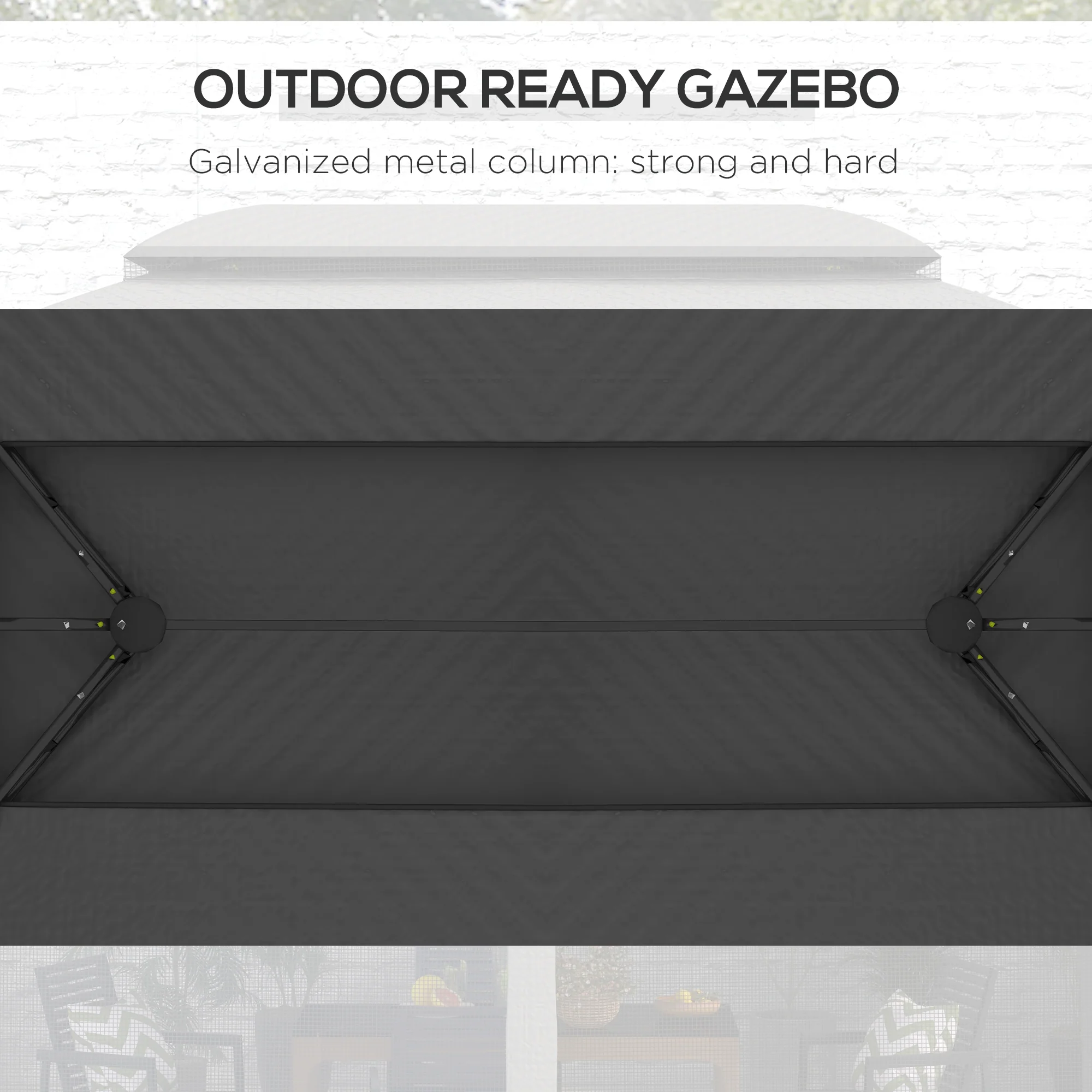10' x 13' Patio Gazebo with Netting, Curtains & Vented Roof, Dark Gray - Image 8