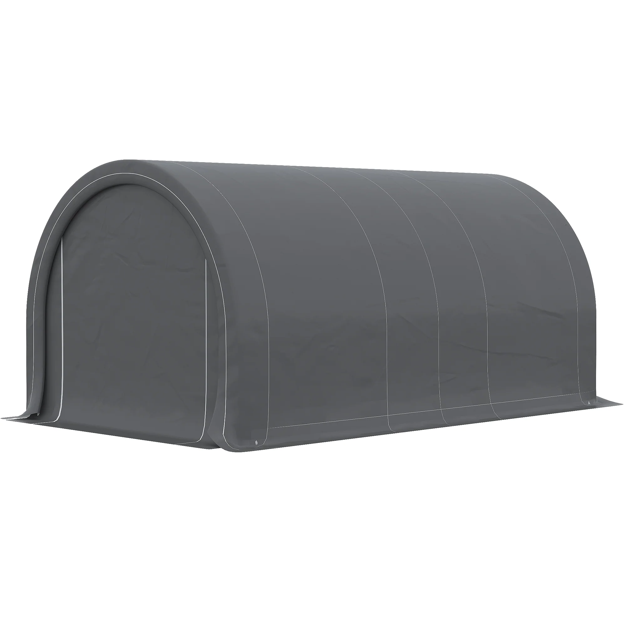 10' x 16' Heavy-Duty Portable Carport with Anti-UV Canopy & Large Zippered Door, Gray - Image 11