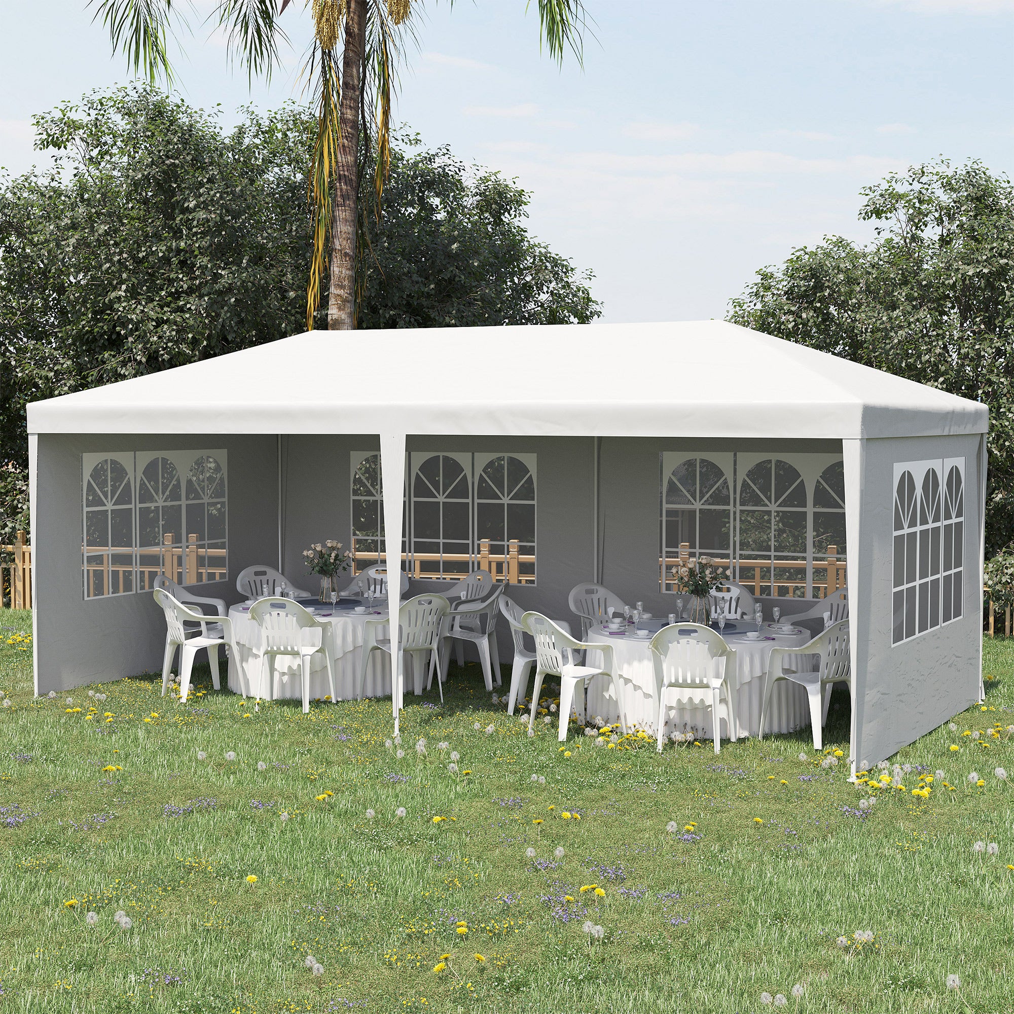 20' x 10' Gazebo Canopy Party Tent, Removable Side Walls, Outdoor Events, White - Image 4