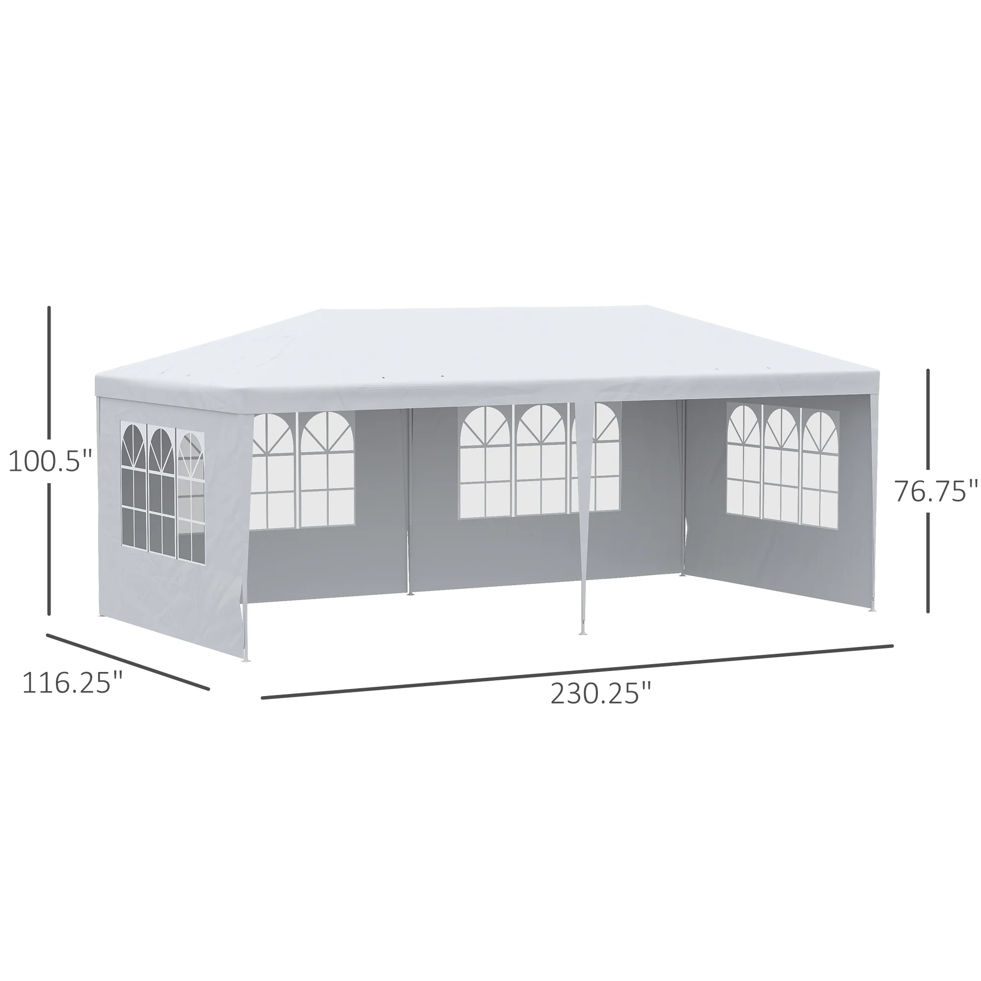 20' x 10' Gazebo Canopy Party Tent, Removable Side Walls, Outdoor Events, White - Image 5