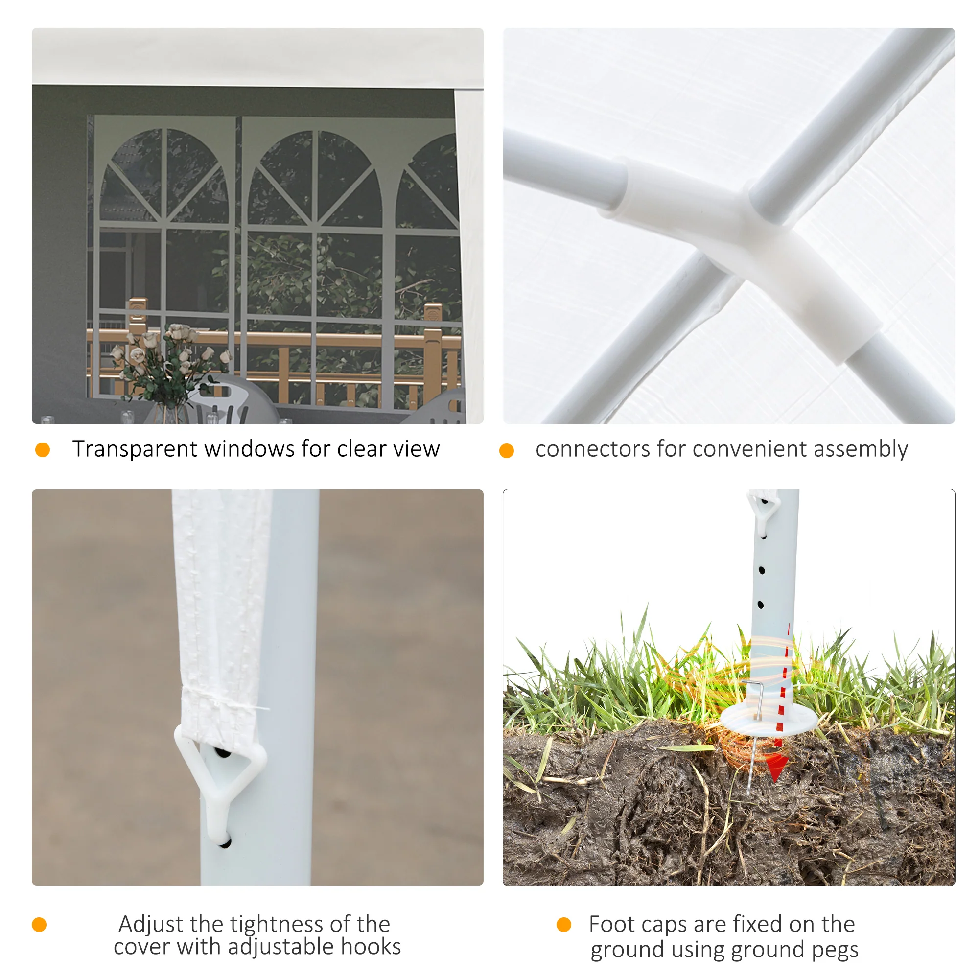 20' x 10' Gazebo Canopy Party Tent, Removable Side Walls, Outdoor Events, White - Image 9