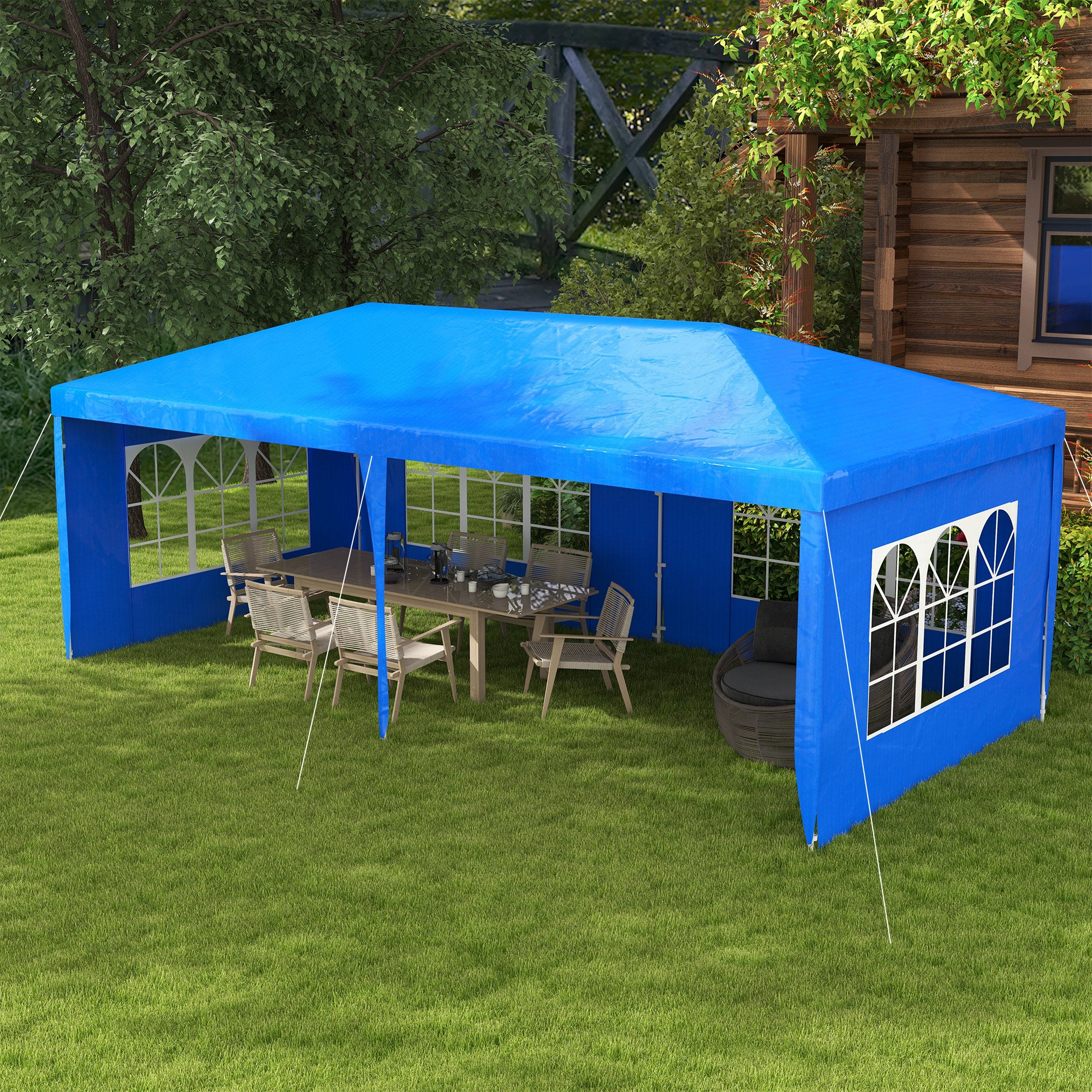 10' x 20' Large Party Tent with Removable Windows & Canopy, Blue - Image 3