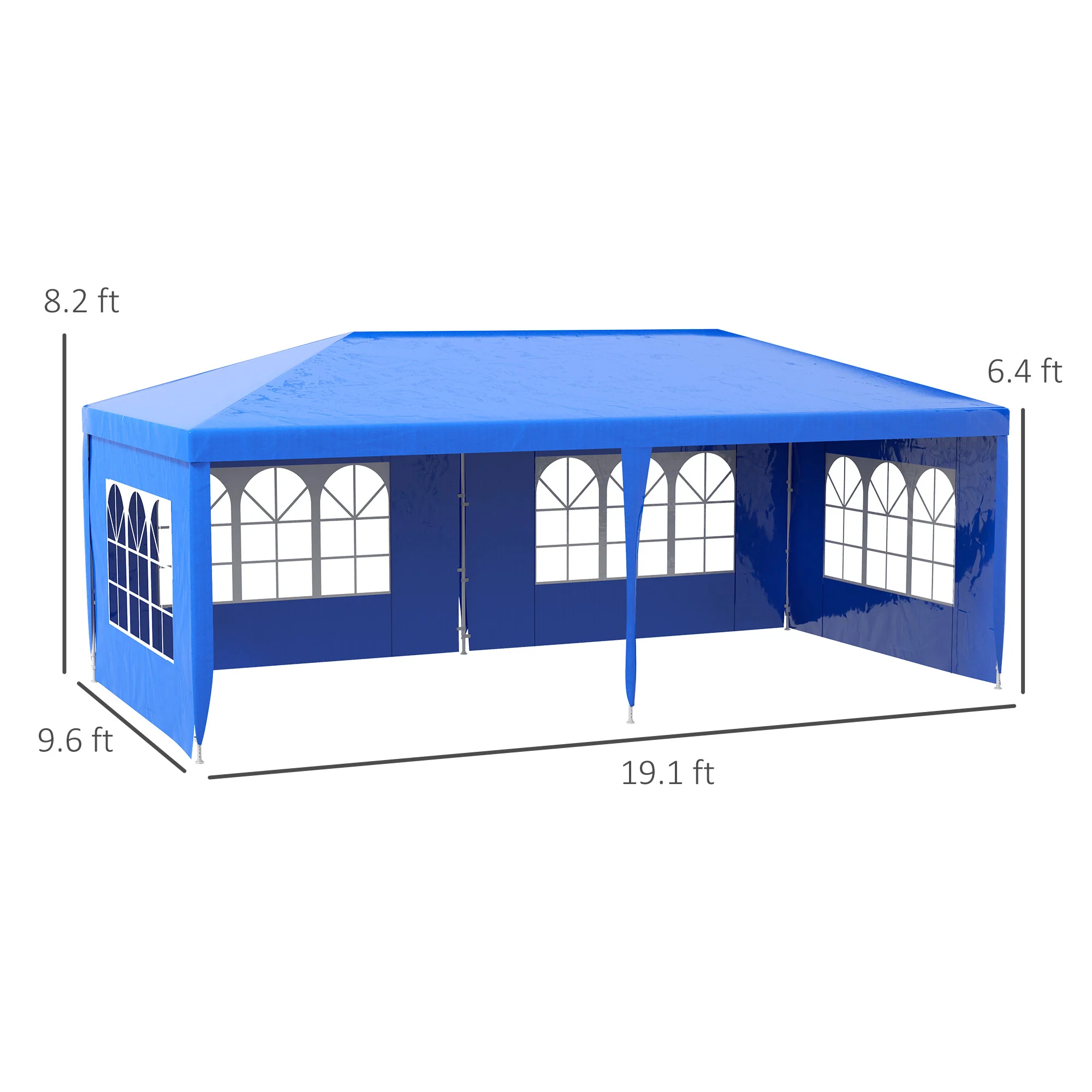 10' x 20' Large Party Tent with Removable Windows & Canopy, Blue - Image 5
