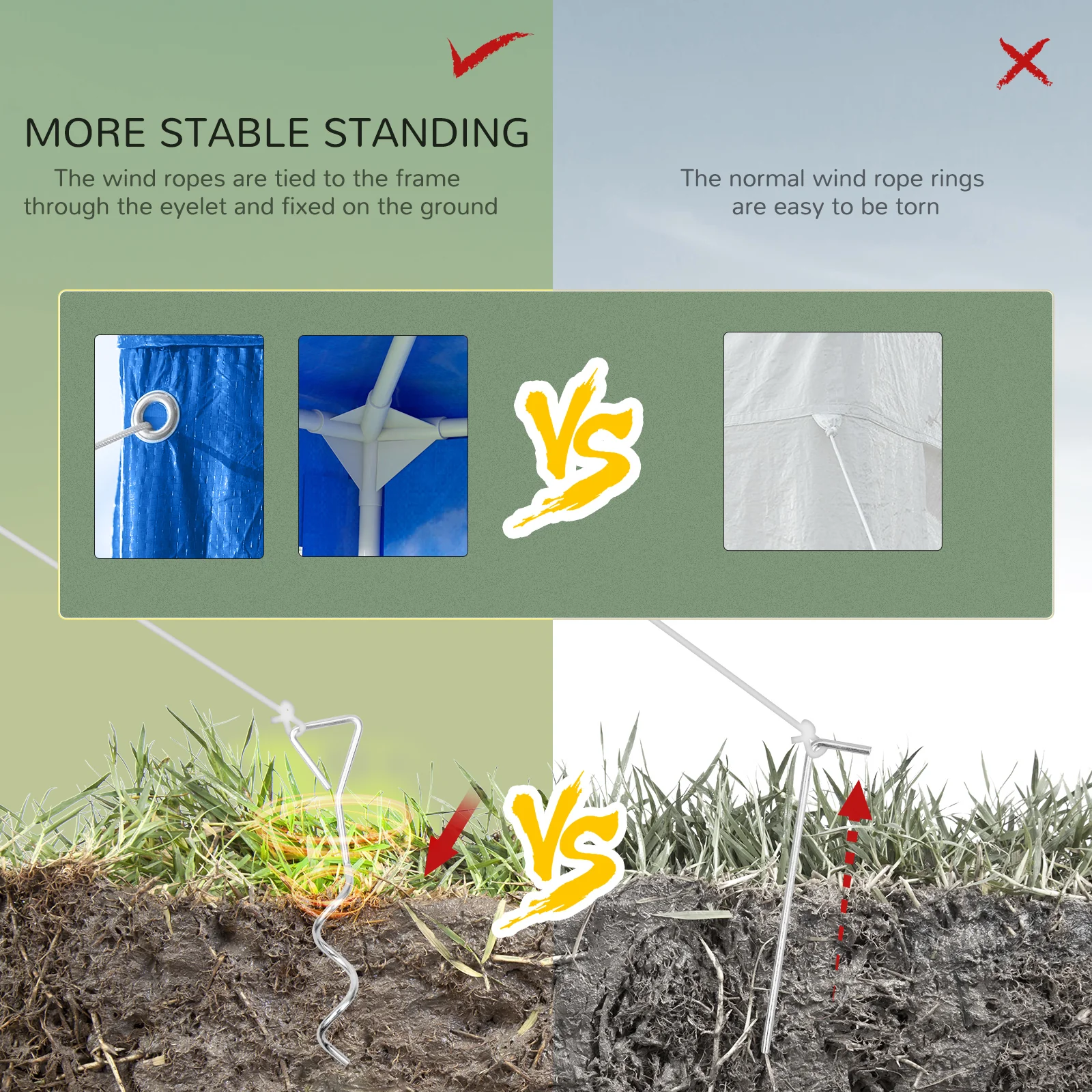 10' x 20' Large Party Tent with Removable Windows & Canopy, Blue - Image 7