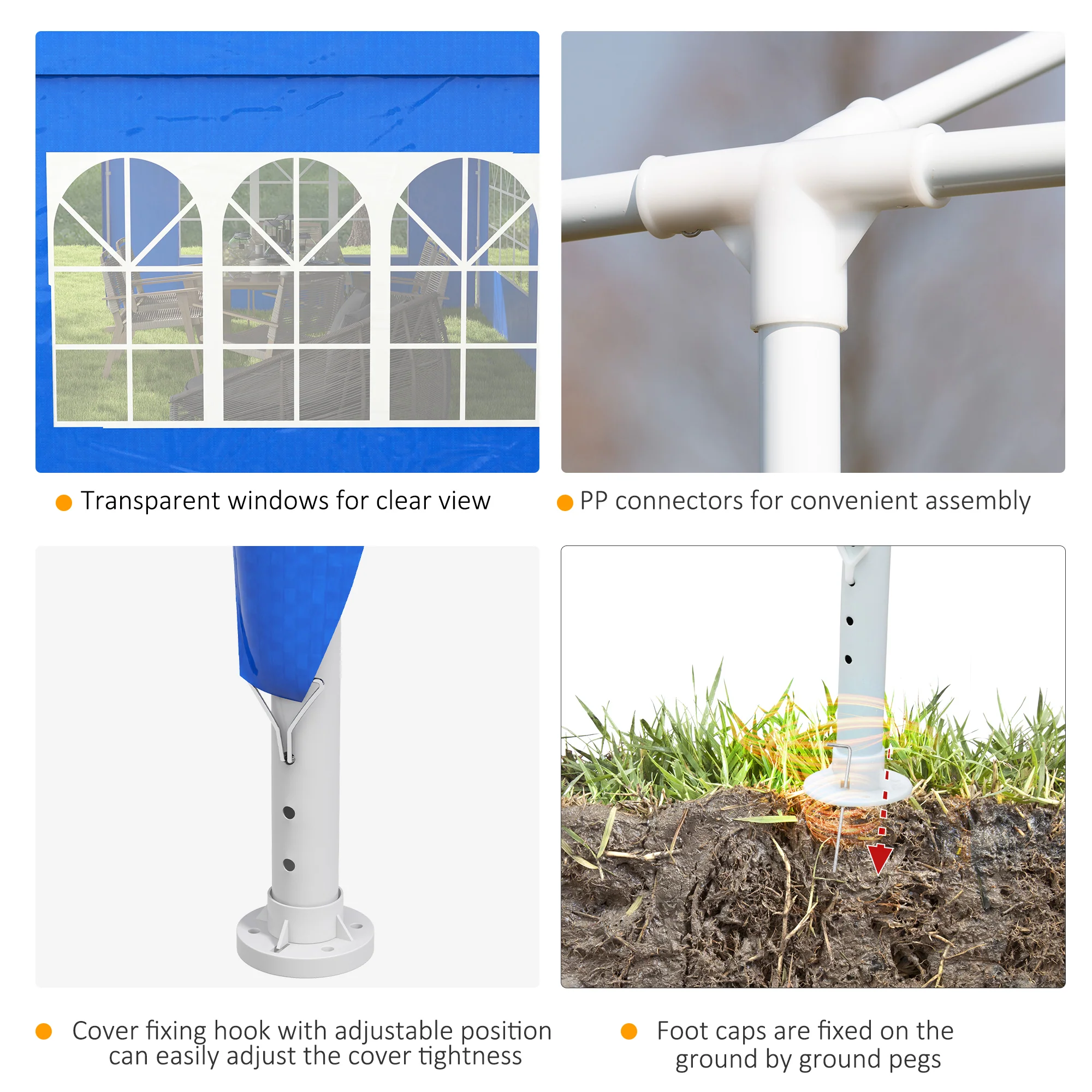 10' x 20' Large Party Tent with Removable Windows & Canopy, Blue - Image 9