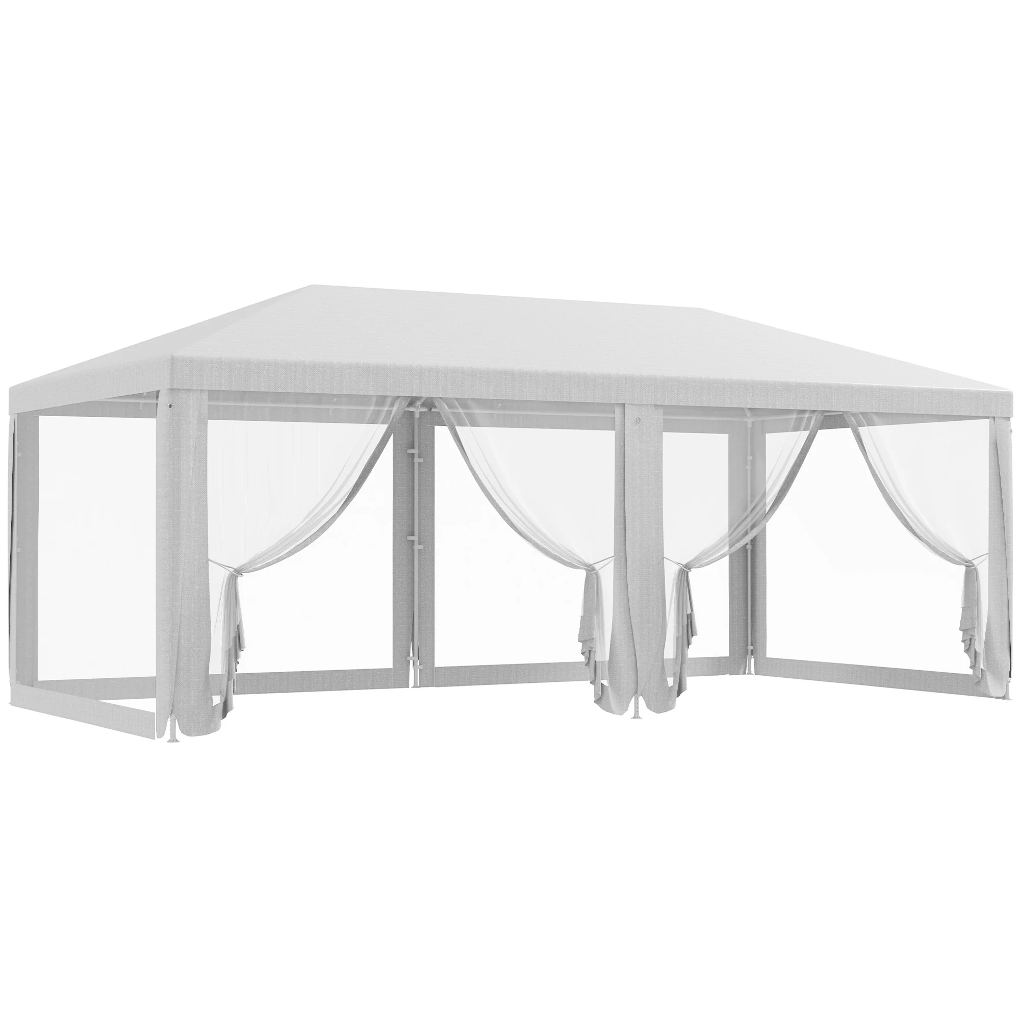 10' x 20' Party Tent Gazebo with Removable Sidewalls, White Shelter for Outdoor Events & BBQs - Image 12