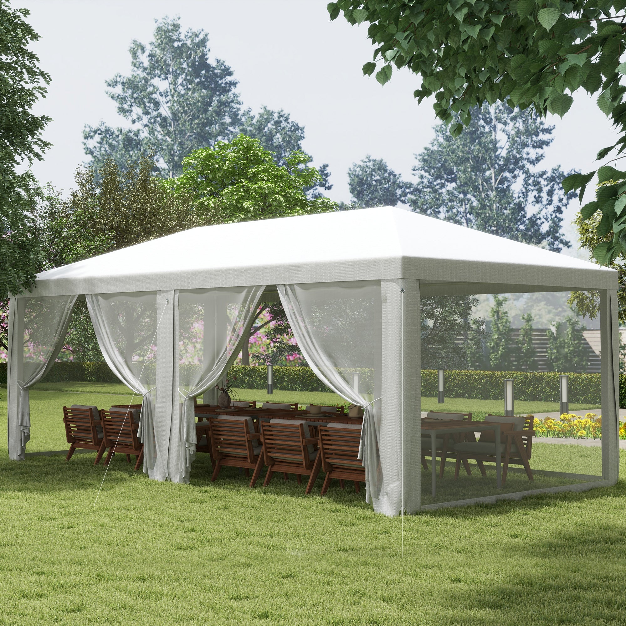10' x 20' Party Tent Gazebo with Removable Sidewalls, White Shelter for Outdoor Events & BBQs - Image 3