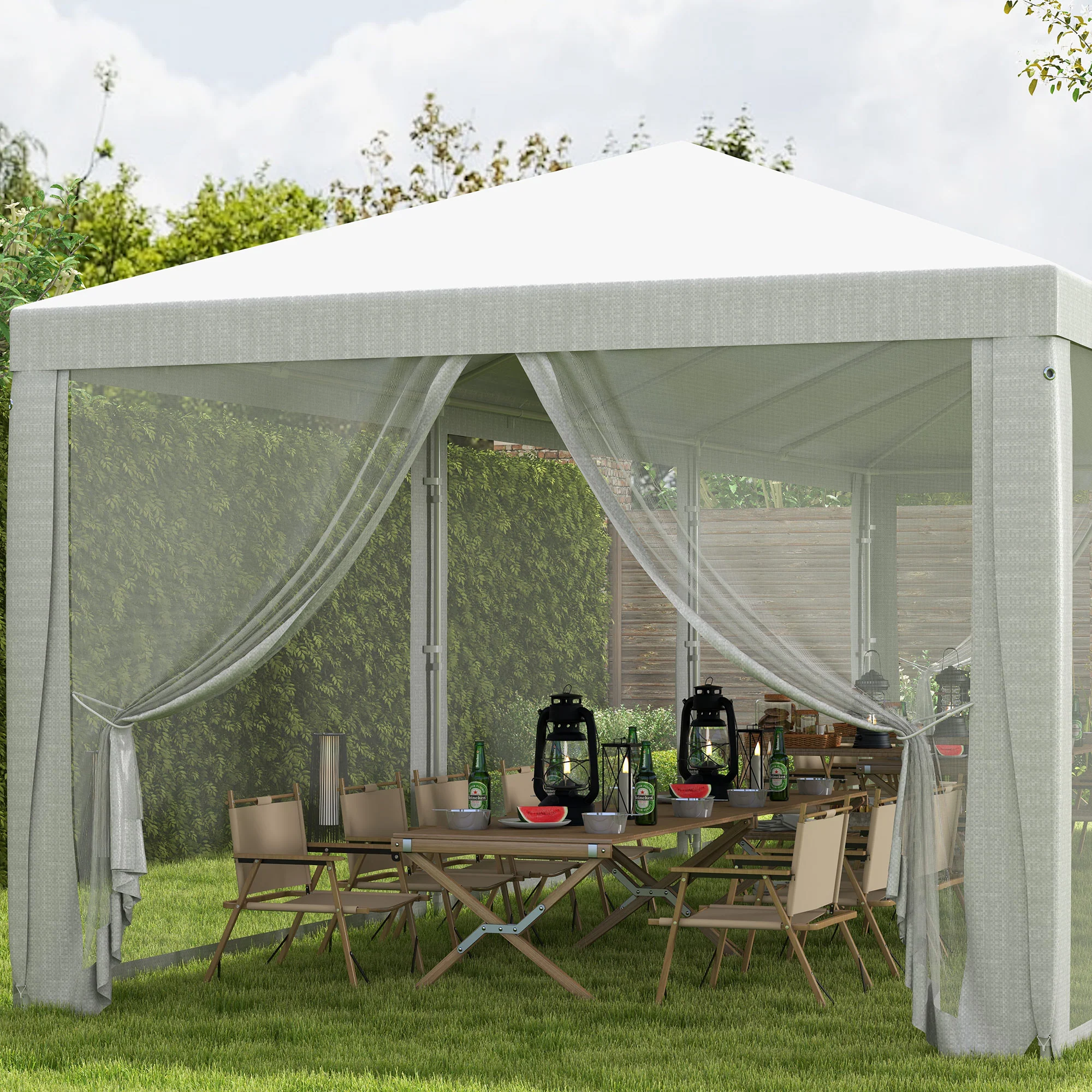 10' x 28' Party Tent, Wedding Canopy with Removable Sidewalls, Shade Shelter, White - Image 10