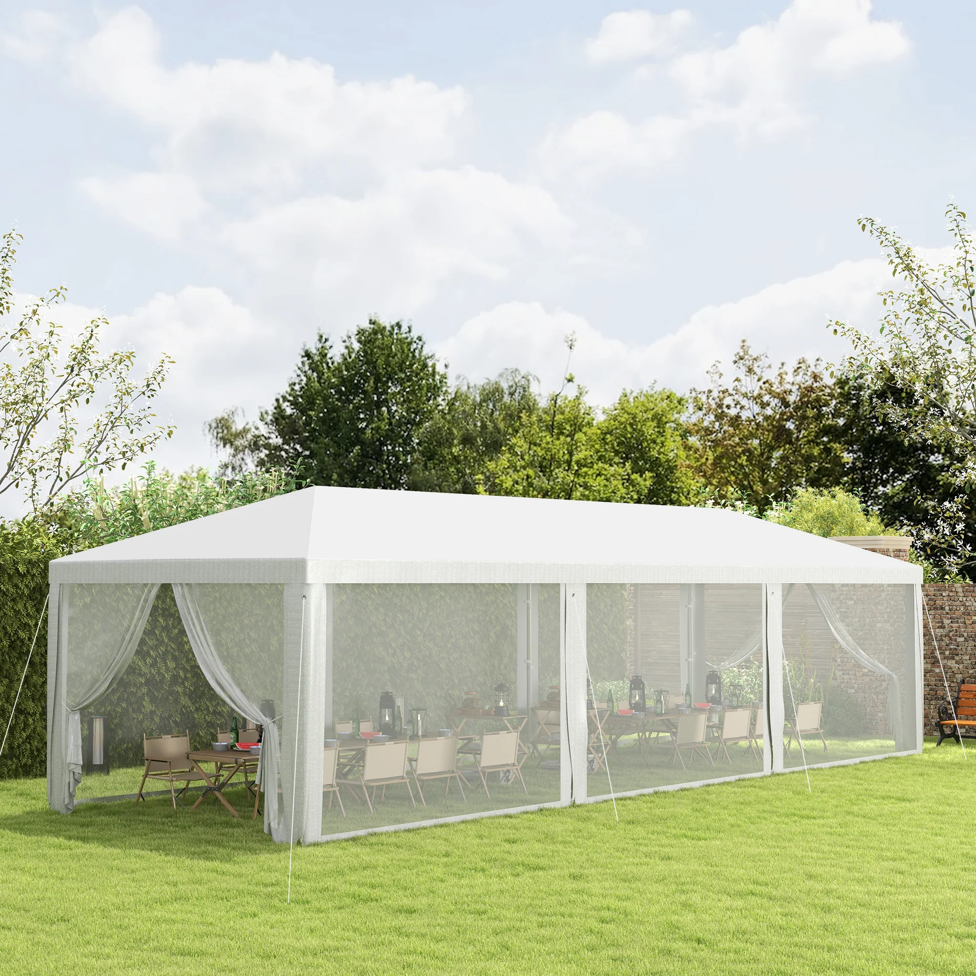 10' x 28' Party Tent, Wedding Canopy with Removable Sidewalls, Shade Shelter, White - Image 4