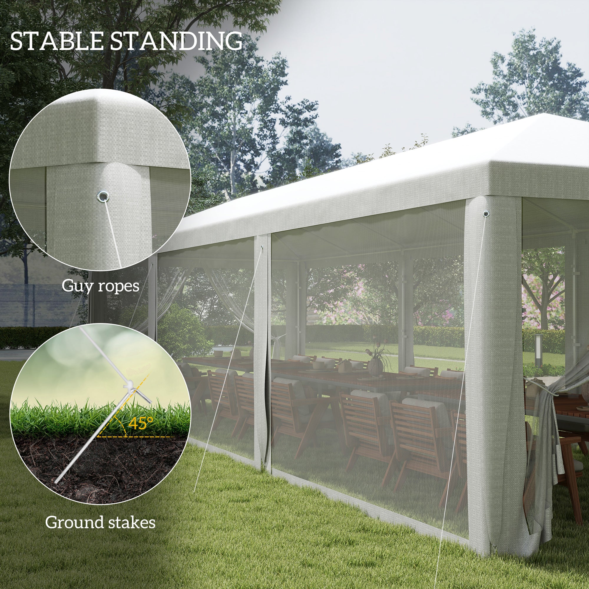 10' x 28' Party Tent, Wedding Canopy with Removable Sidewalls, Shade Shelter, White - Image 8