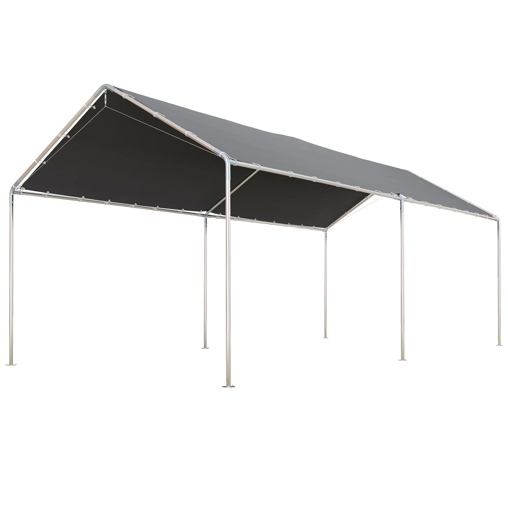 10' x 20' Heavy Duty Galvanized Steel Carport w/ Anchor Kit & 3 Reinforced Cables, Gray - Image 12