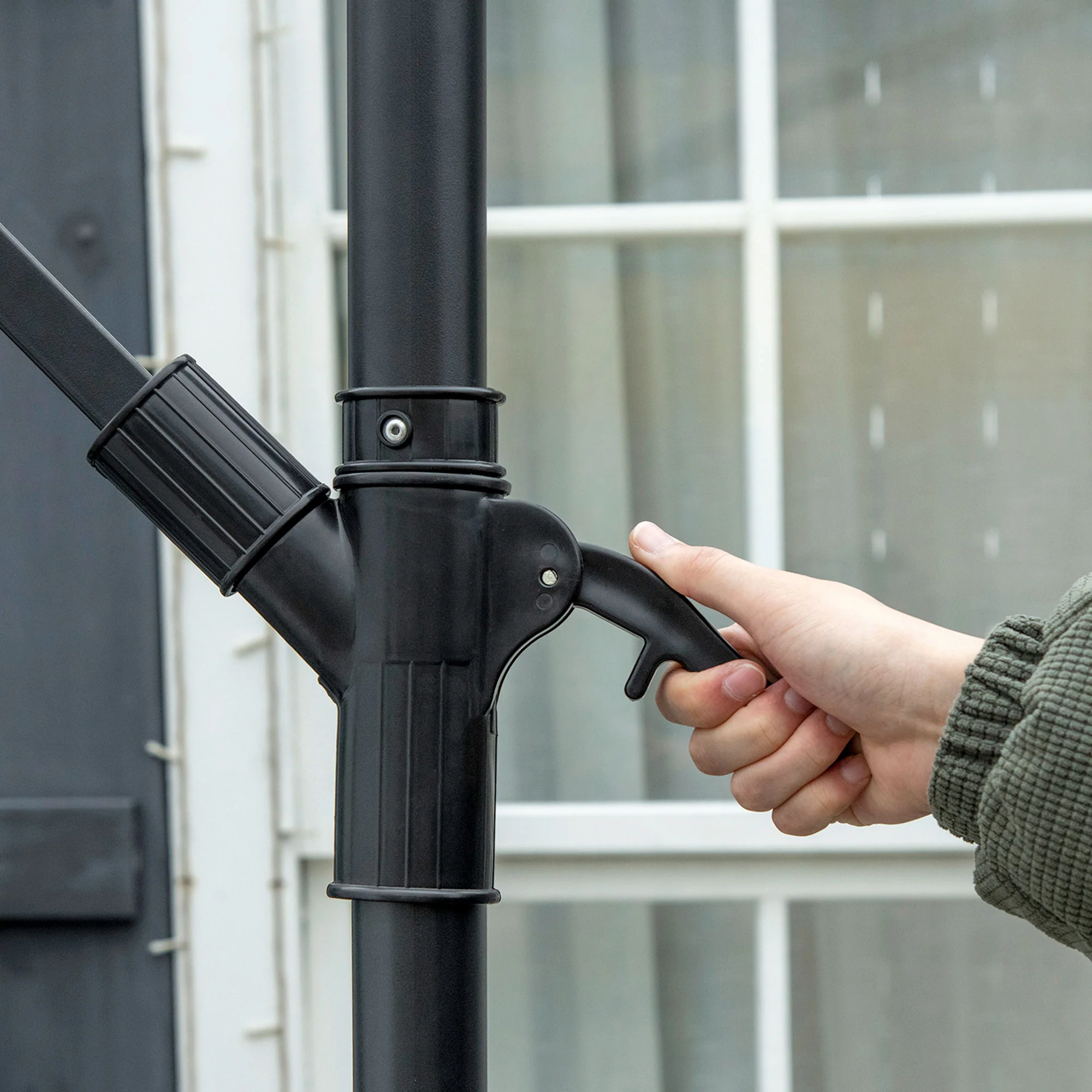 10FT Cantilever Umbrella with Crank & Cross Base, Tan - Image 10